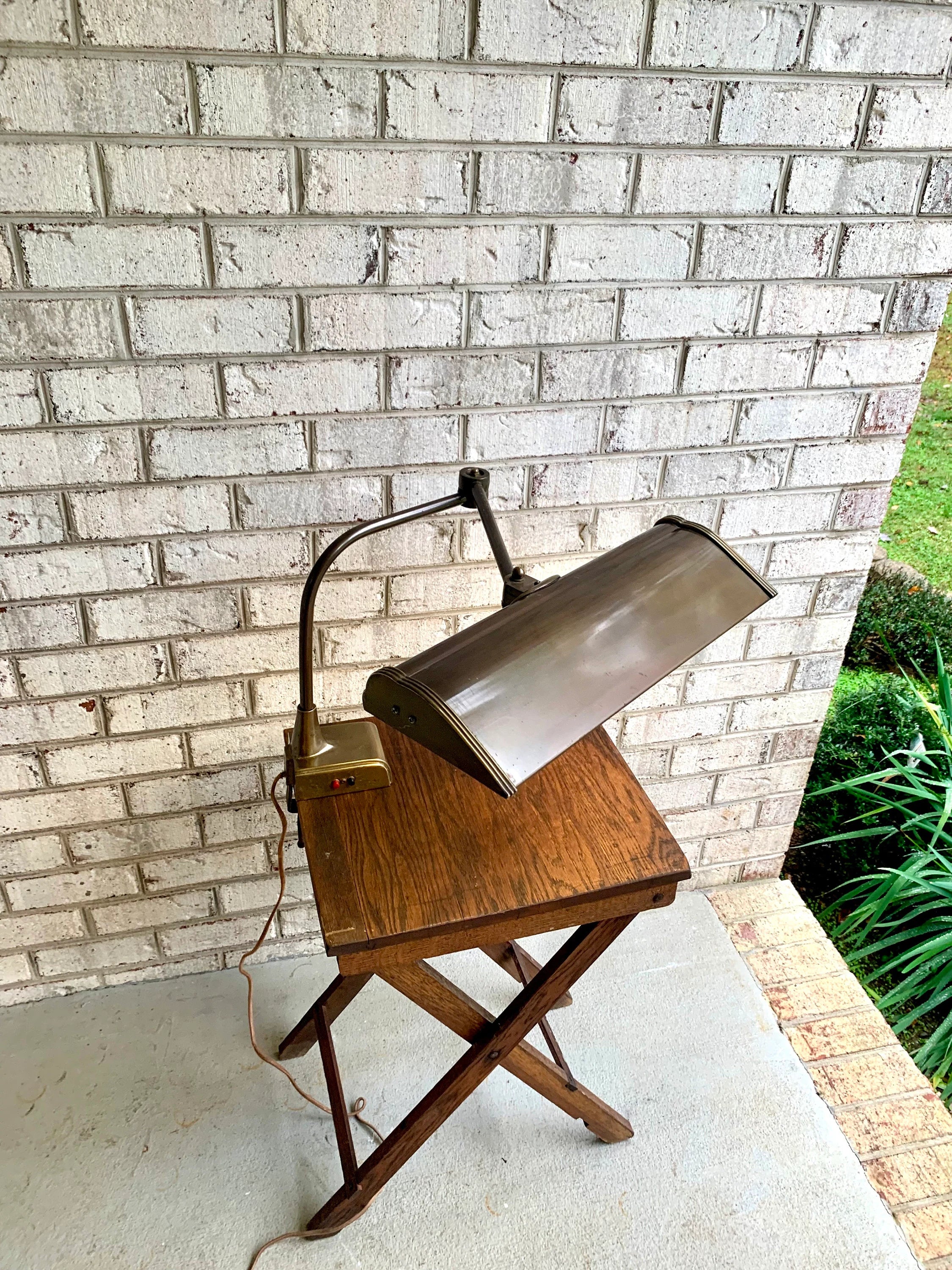 Early Clamp On Swing Arm Lamp | Vintage Swing Arm Drafting Lamp | Swing Arm Florescent Lamp | Work Station Lamp | Clamp Style Desk Lamp