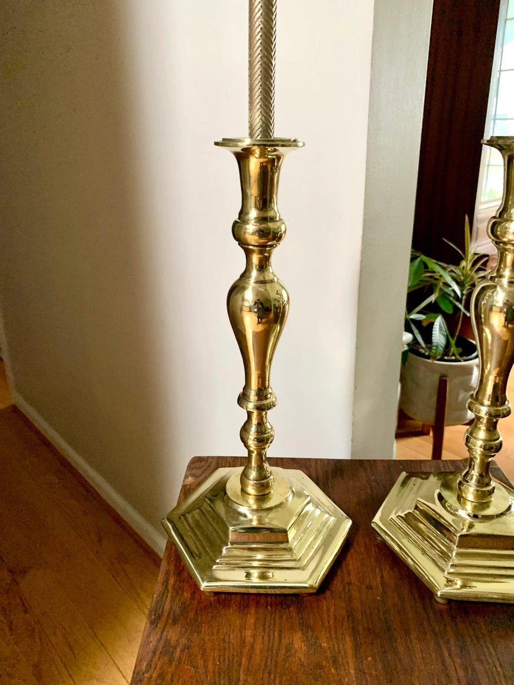 Set of 2 Solid Brass XL Candlestick Holders | Heavy Hollywood Regency Brass Candle Holders| Brass Candlesticks Holders| Large Candle Holders