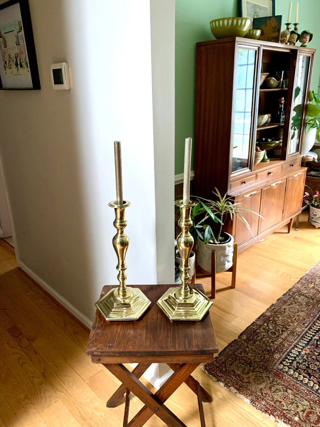 Set of 2 Solid Brass XL Candlestick Holders | Heavy Hollywood Regency Brass Candle Holders| Brass Candlesticks Holders| Large Candle Holders