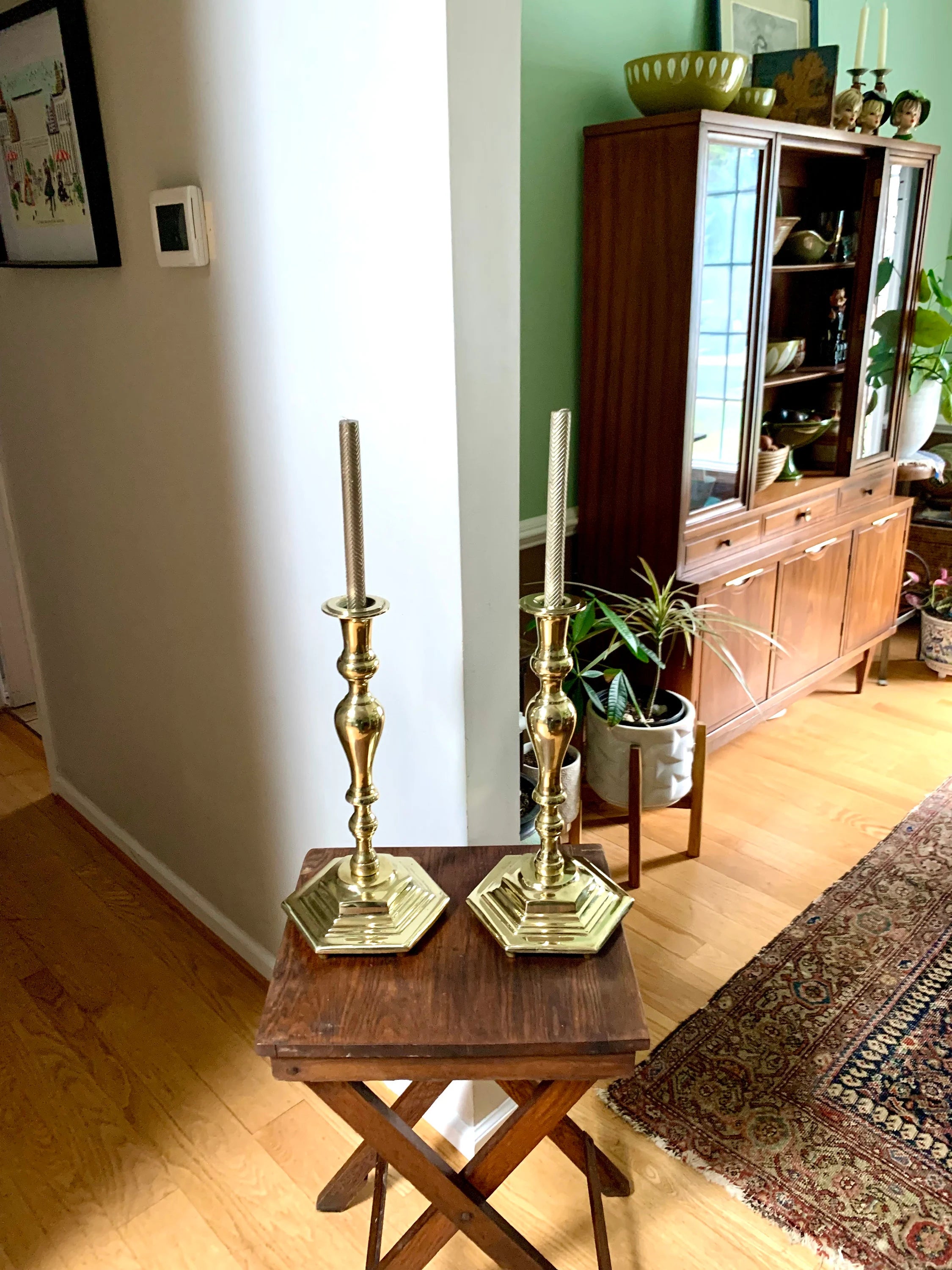 Set of 2 Solid Brass XL Candlestick Holders | Heavy Hollywood Regency Brass Candle Holders| Brass Candlesticks Holders| Large Candle Holders