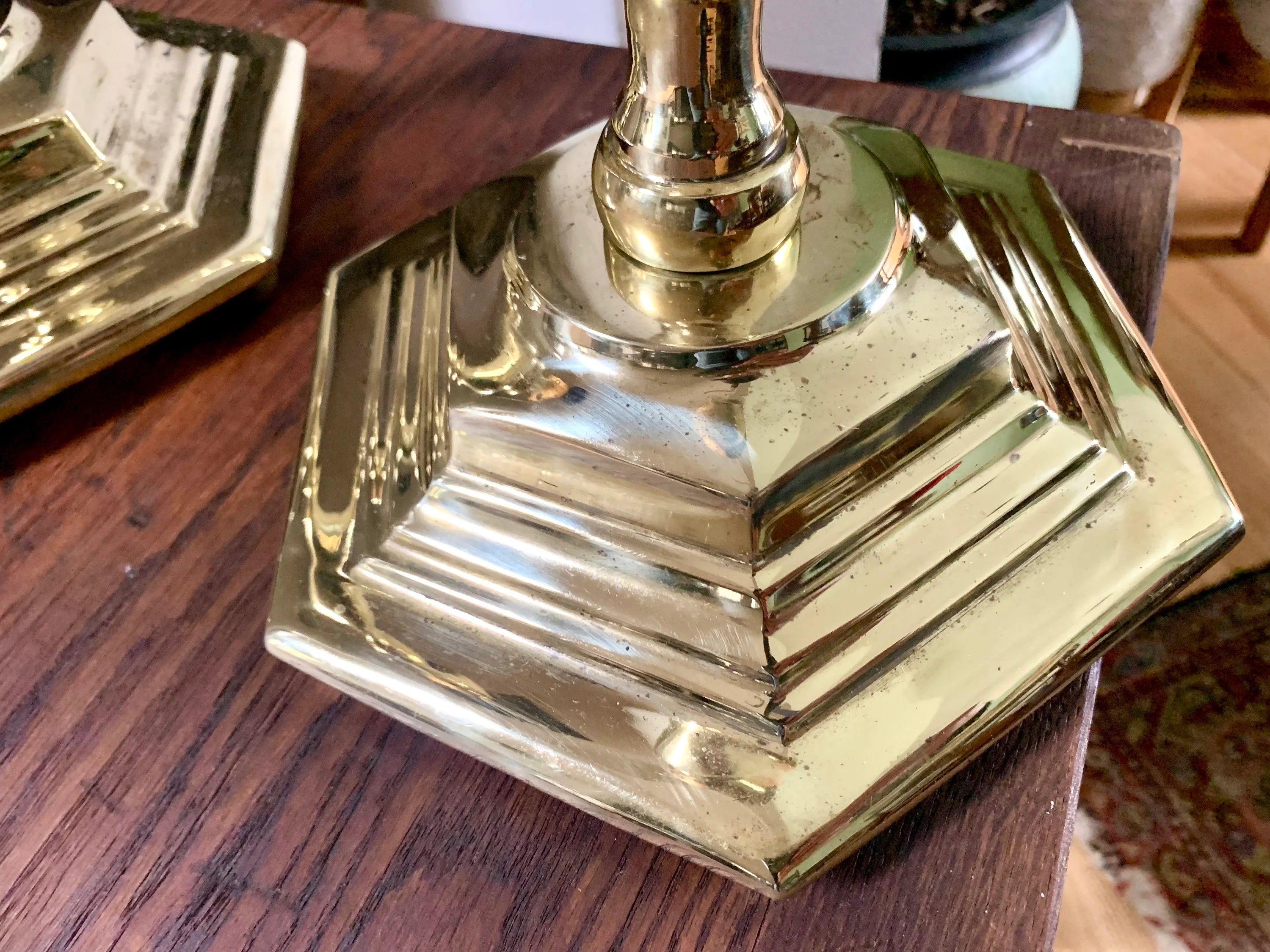 Set of 2 Solid Brass XL Candlestick Holders | Heavy Hollywood Regency Brass Candle Holders| Brass Candlesticks Holders| Large Candle Holders