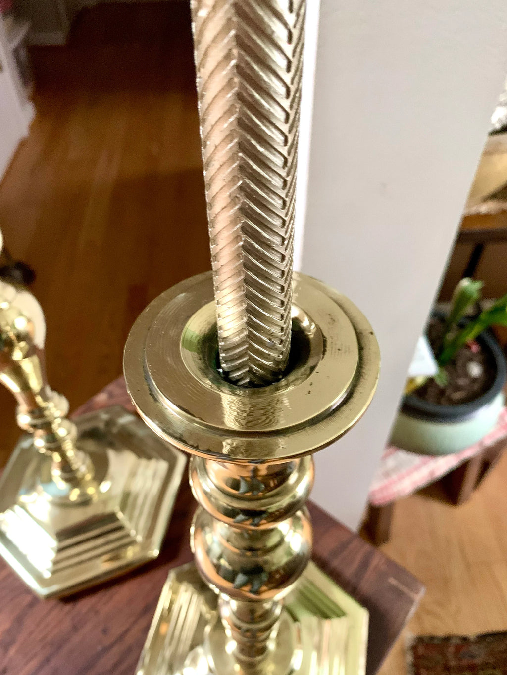 Set of 2 Solid Brass XL Candlestick Holders | Heavy Hollywood Regency Brass Candle Holders| Brass Candlesticks Holders| Large Candle Holders