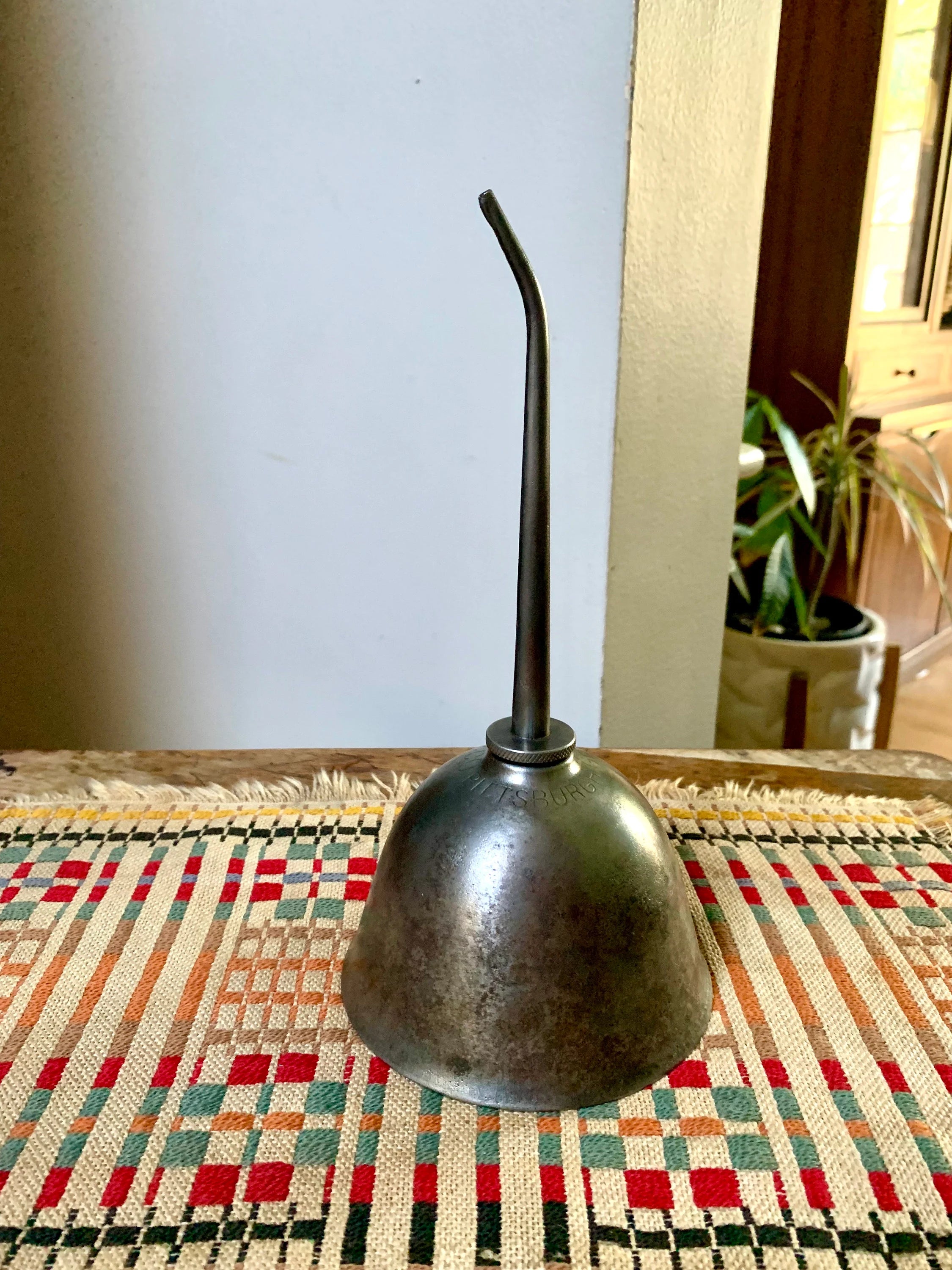 Rustic Metal Pittsburgh Gem MFG Oil Can | Vintage Metal Pittsburgh Gem Oiler Can | Thumb Oil Can | Distressed Metal Oil Can | Industrial Oil Can