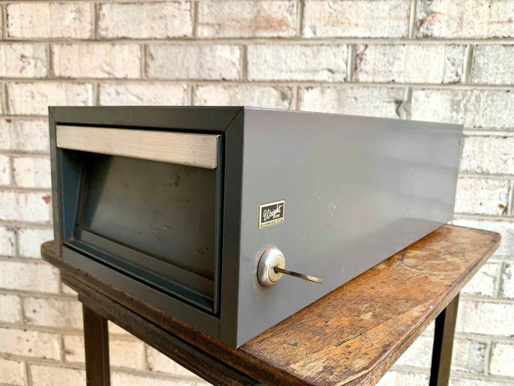 Vtg Rustic Industrial Wright Line Media Management Cabinet | Metal Locking Card Cabinet | Industrial Storage Bin | Stash Box