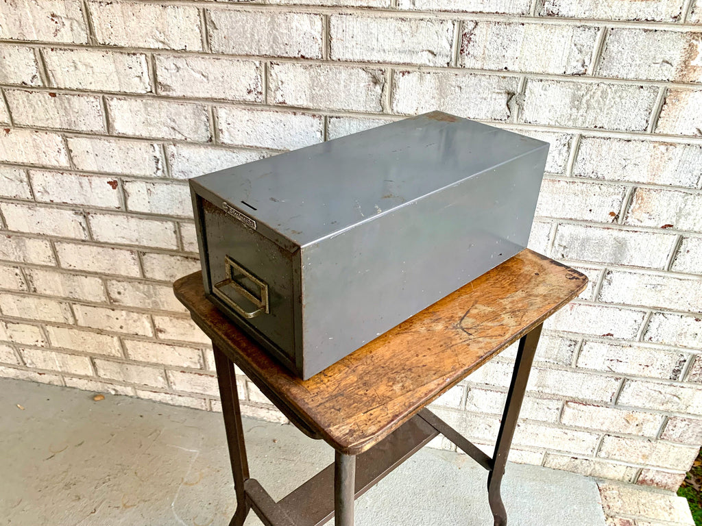 Vtg Rustic Steelmaster Cabinet | Metal Index Card Catalog | Single Drawer Storage | Industrial Storage Bin | Library Card Cabinet