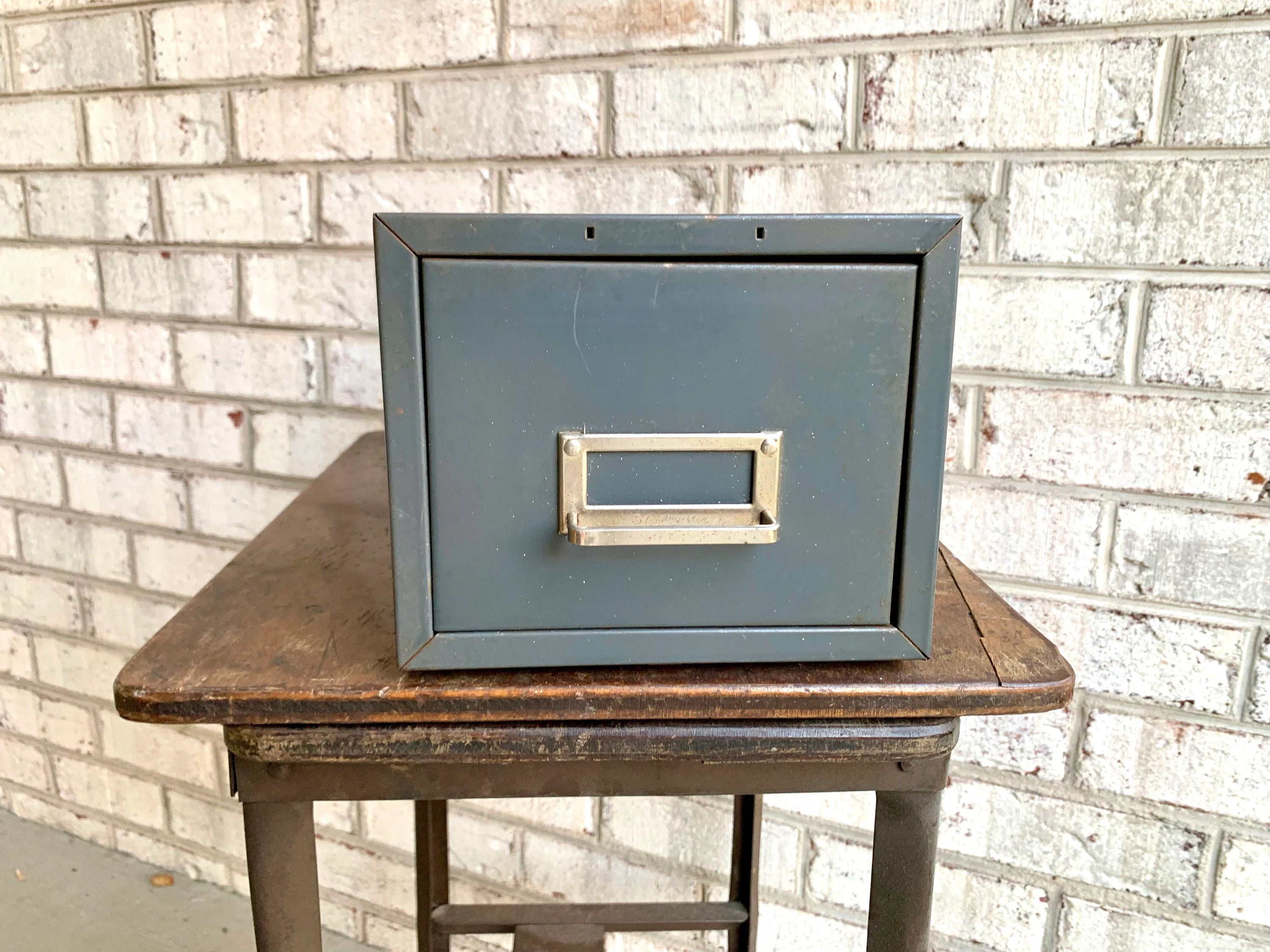 Vtg Rustic Steelmaster Cabinet | Metal Index Card Catalog | Single Drawer Storage | Industrial Storage Bin | Library Card Cabinet