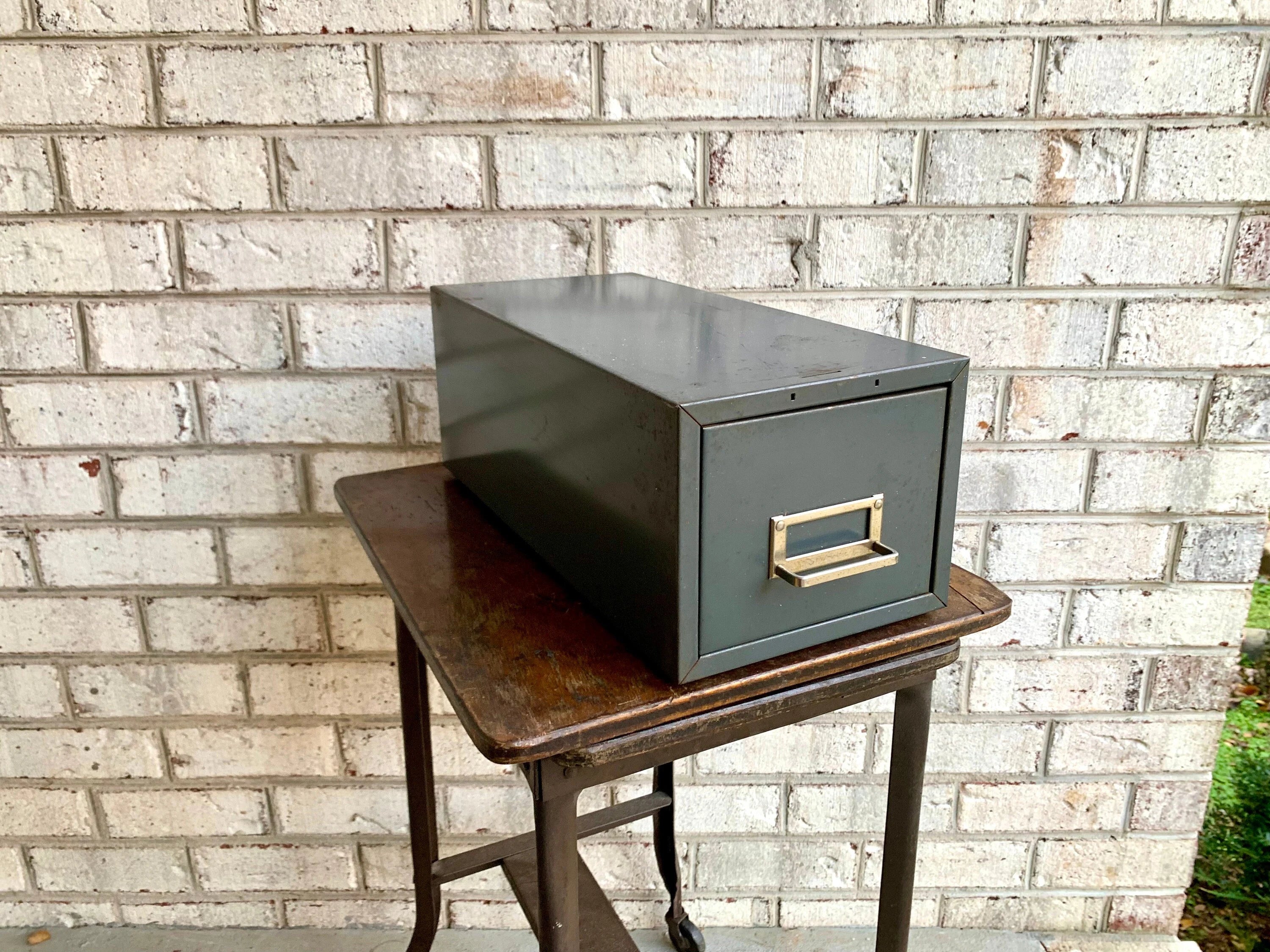 Vtg Rustic Steelmaster Cabinet | Metal Index Card Catalog | Single Drawer Storage | Industrial Storage Bin | Library Card Cabinet