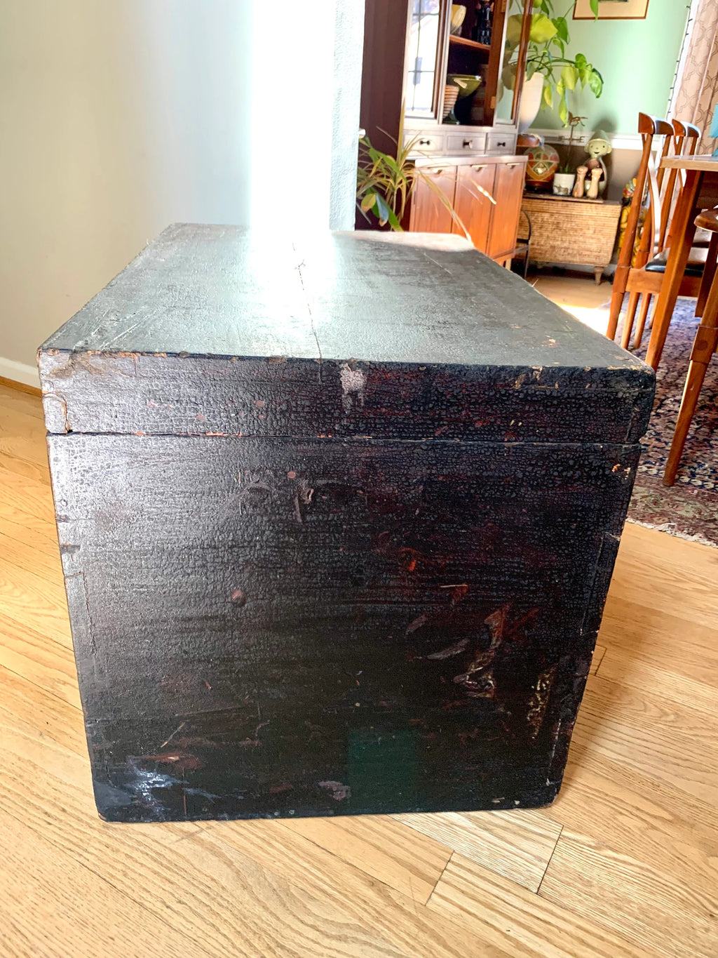 Antique Large Chinese Trunk | Large Chinese Trunk With Floral Motifs and Chines Characters | Chinese Opera Trunk | Painted Opera Chest