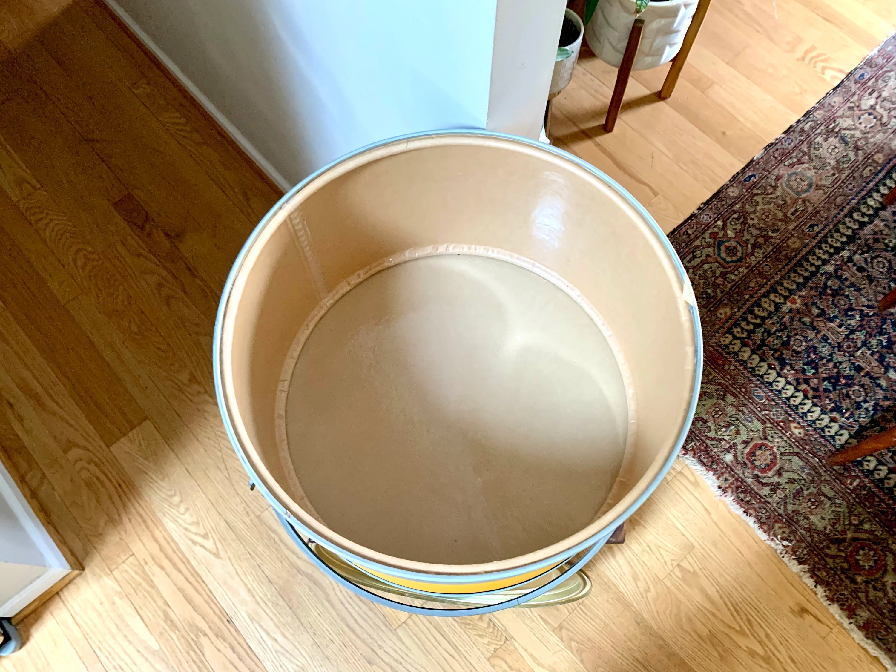 Vtg Pcuk Soreflon Container | Yellow French Storage Container | Yellow Barrel Container | Decorative Shipping Container| Large Round Box