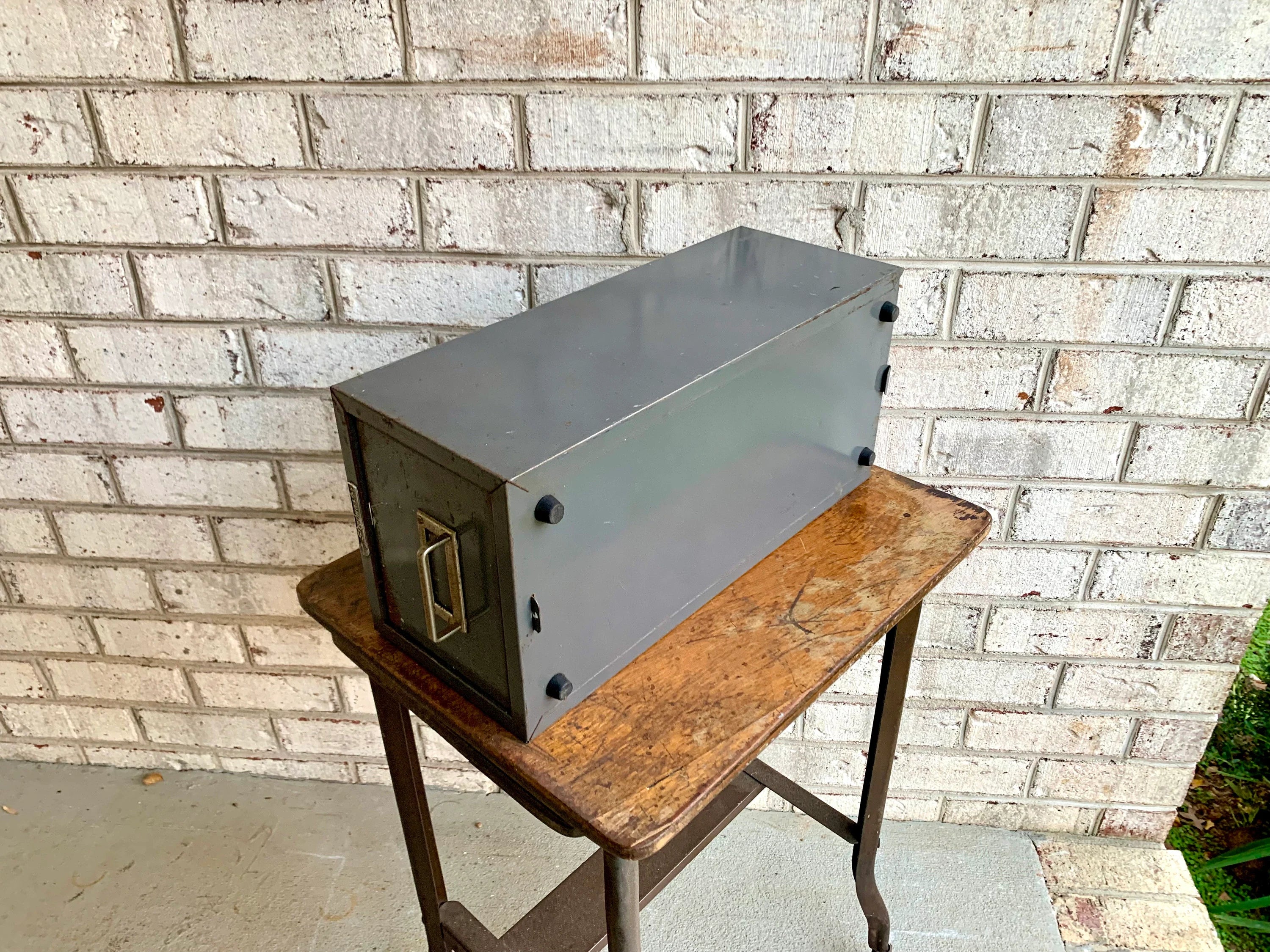 Vtg Rustic Steelmaster Cabinet | Metal Index Card Catalog | Single Drawer Storage | Industrial Storage Bin | Library Card Cabinet