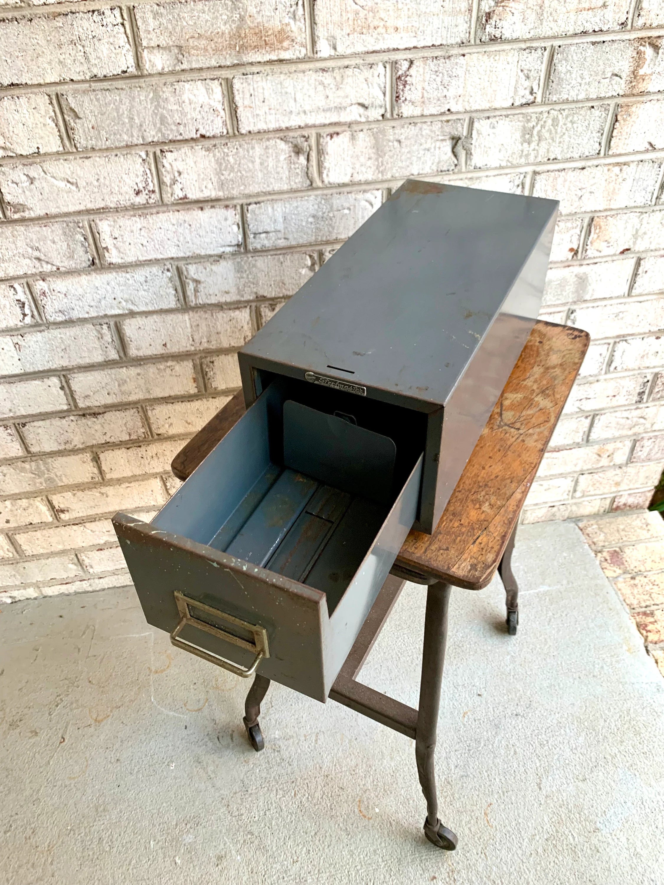 Vtg Rustic Steelmaster Cabinet | Metal Index Card Catalog | Single Drawer Storage | Industrial Storage Bin | Library Card Cabinet