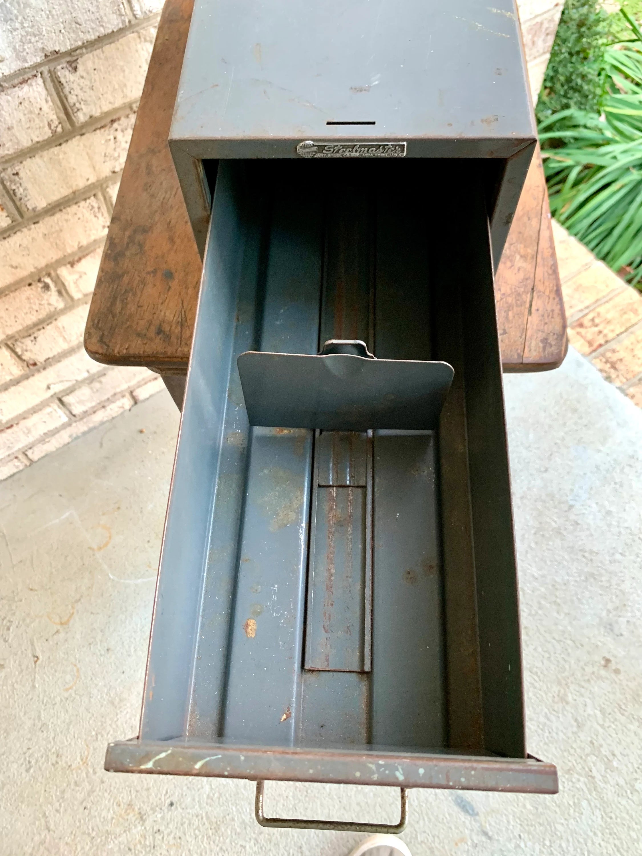 Vtg Rustic Steelmaster Cabinet | Metal Index Card Catalog | Single Drawer Storage | Industrial Storage Bin | Library Card Cabinet