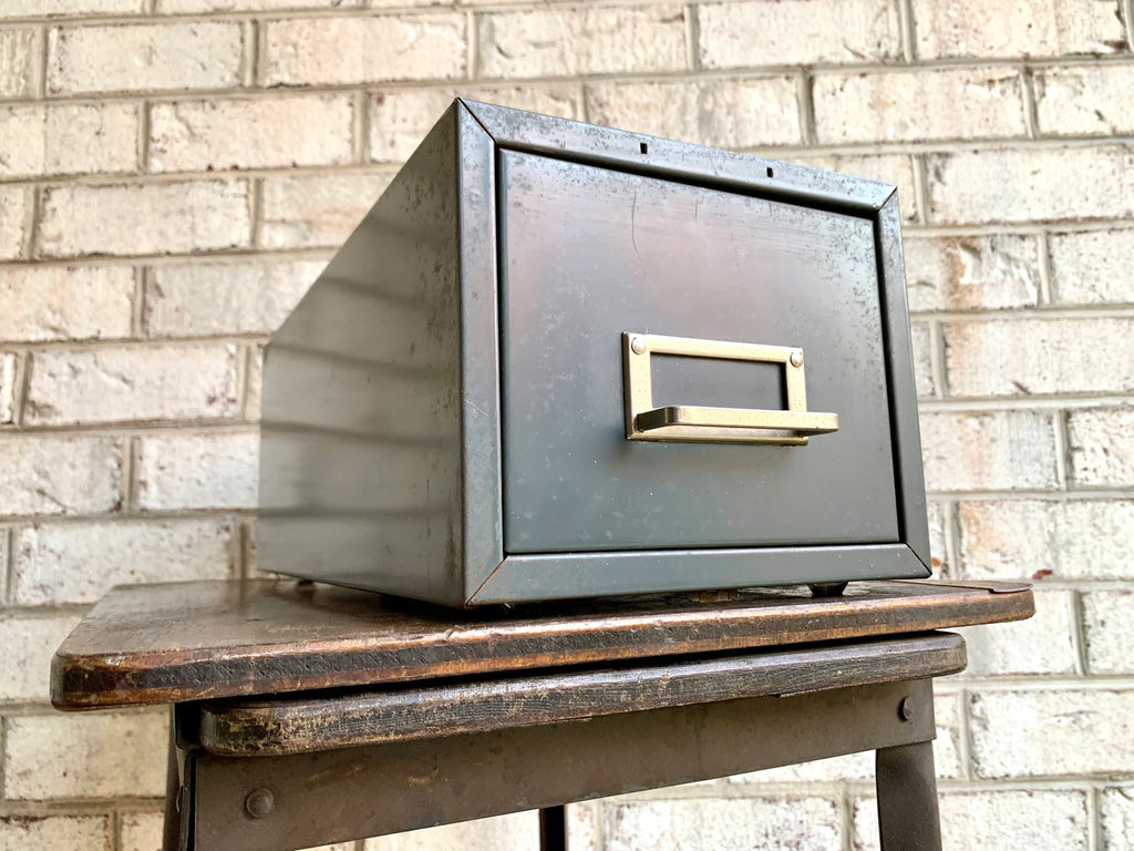 Vtg Rustic Steelmaster Cabinet | Metal Index Card Catalog | Single Drawer Storage | Industrial Storage Bin | Library Card Cabinet