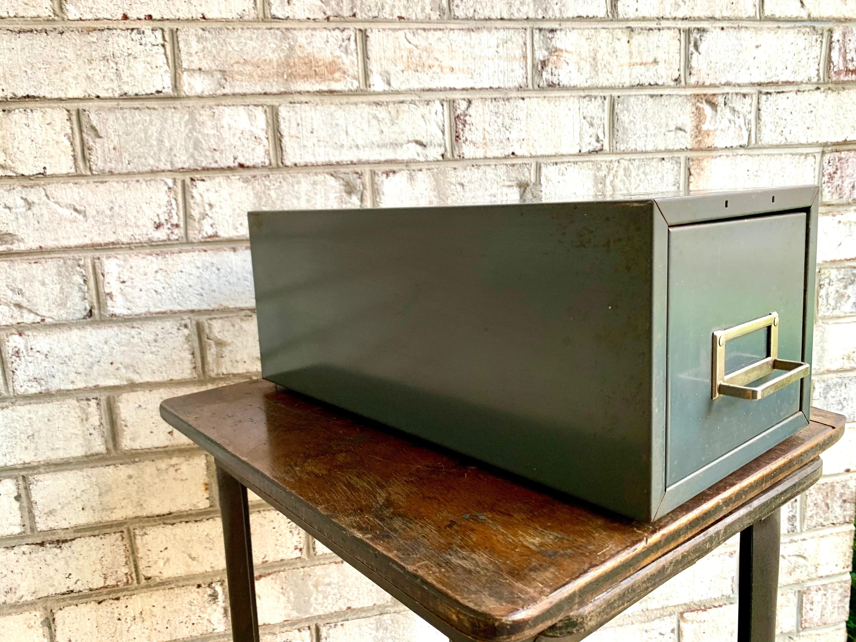 Vtg Rustic Steelmaster Cabinet | Metal Index Card Catalog | Single Drawer Storage | Industrial Storage Bin | Library Card Cabinet