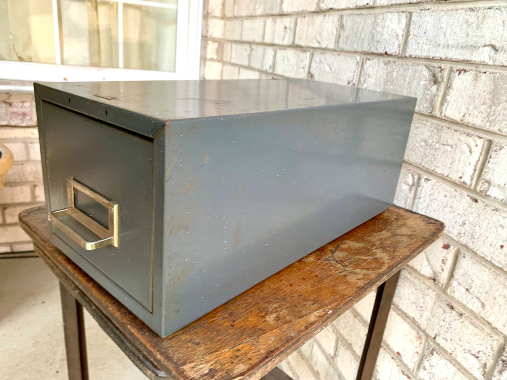 Vtg Rustic Steelmaster Cabinet | Metal Index Card Catalog | Single Drawer Storage | Industrial Storage Bin | Library Card Cabinet