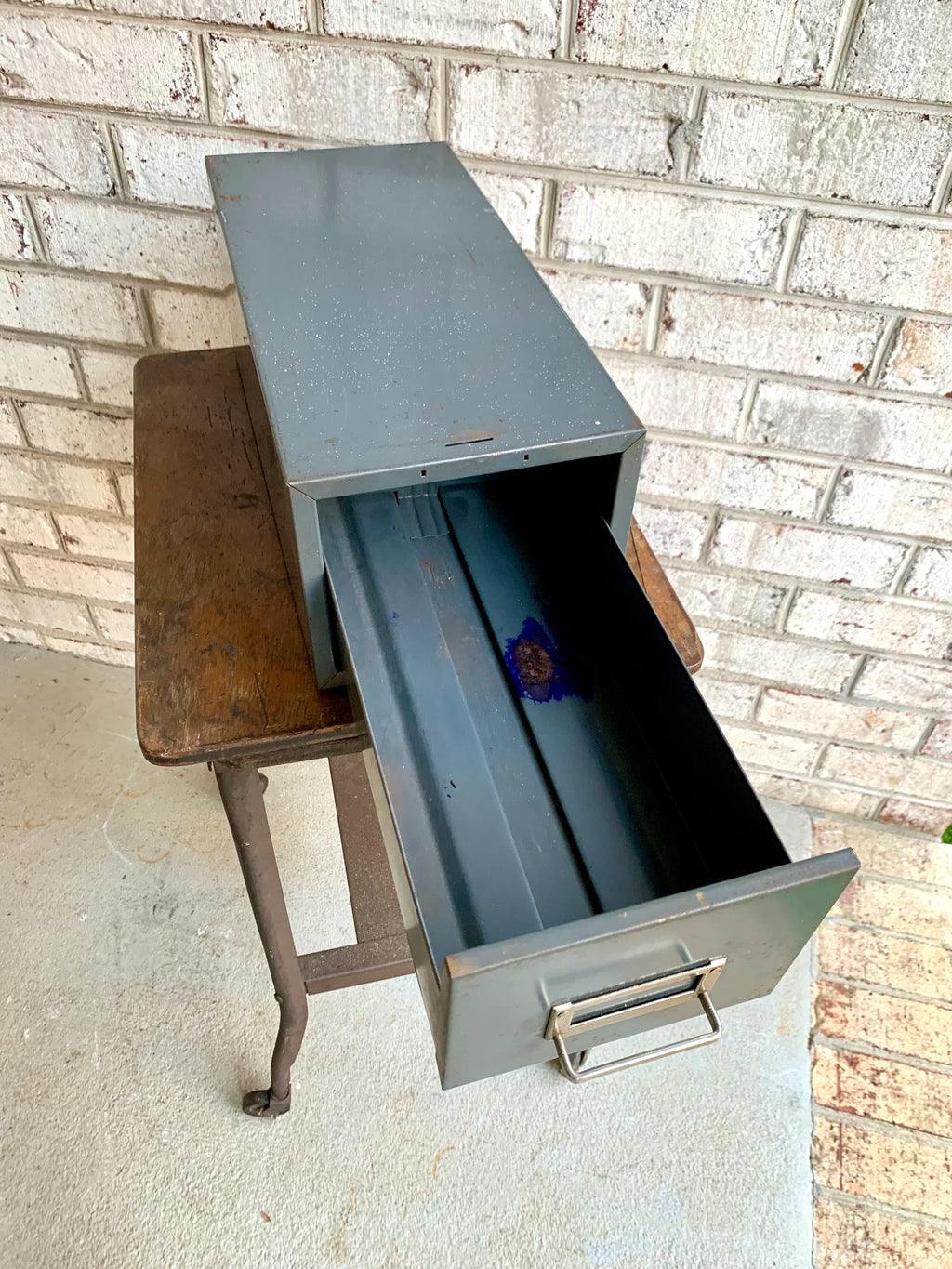 Vtg Rustic Steelmaster Cabinet | Metal Index Card Catalog | Single Drawer Storage | Industrial Storage Bin | Library Card Cabinet