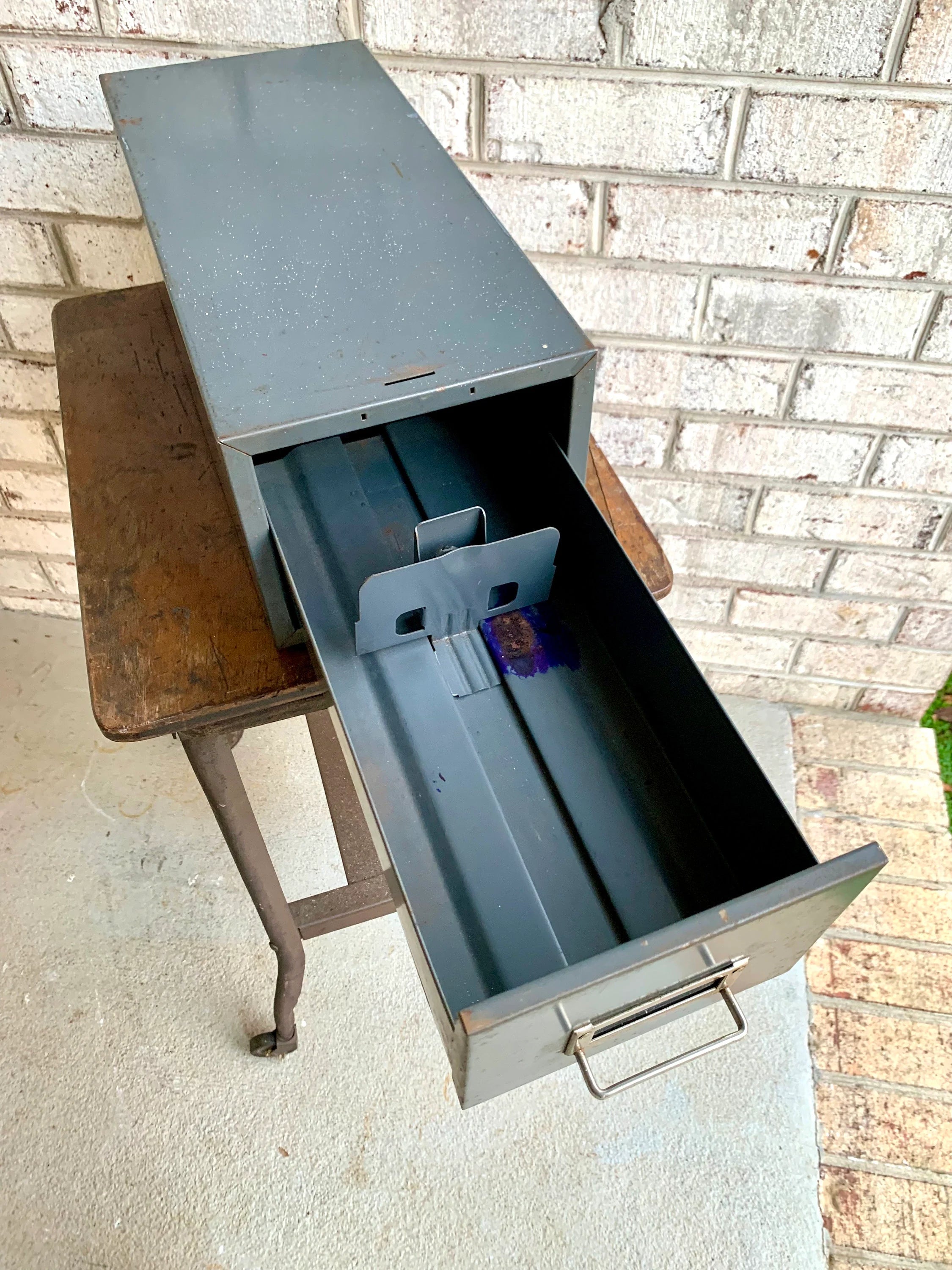 Vtg Rustic Steelmaster Cabinet | Metal Index Card Catalog | Single Drawer Storage | Industrial Storage Bin | Library Card Cabinet