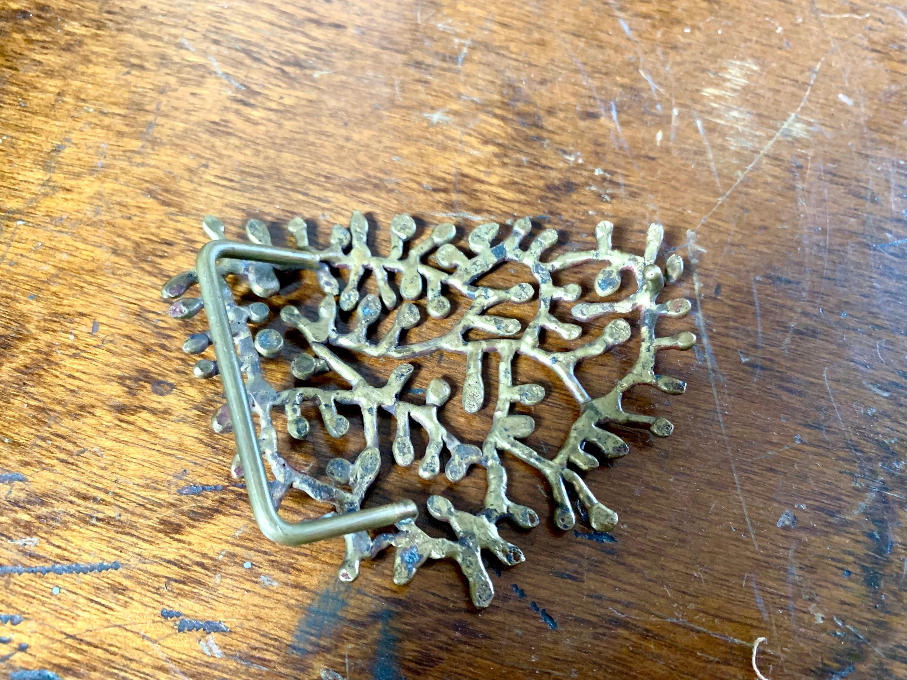 Vtg Brass Jack Boyd Solid Brass Buckle | Abstract Brass Buckle | Brass Brutalist Belt Buckle | Spore Modernist Belt Buckle | Boyd Era