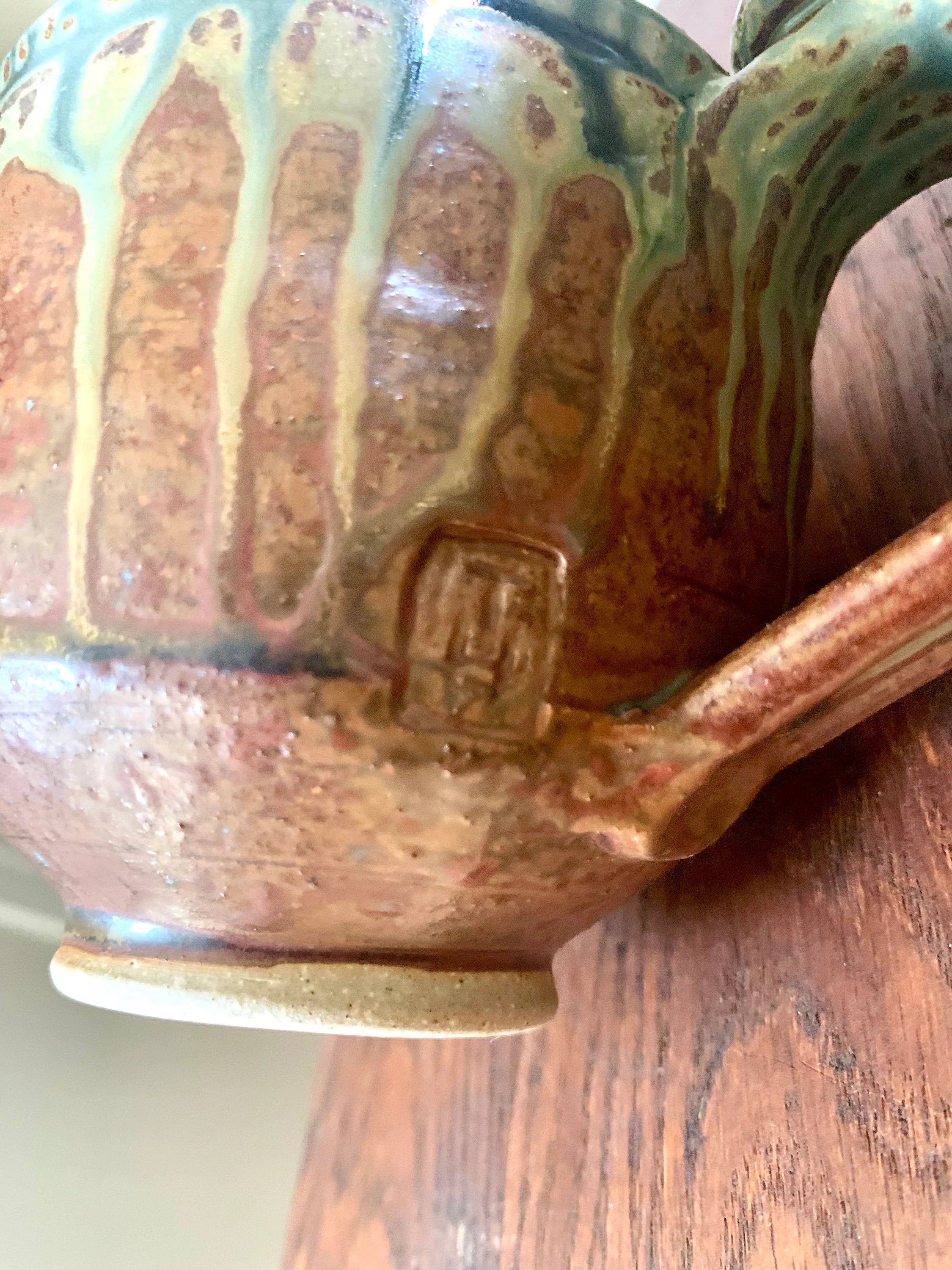 Vtg Pair Of Artisan Coffee Mugs  | Ceramic Coffee Mugs | Pottery Mugs  | Unique Glaze Coffee Mugs | Two Glazed Stoneware Cups