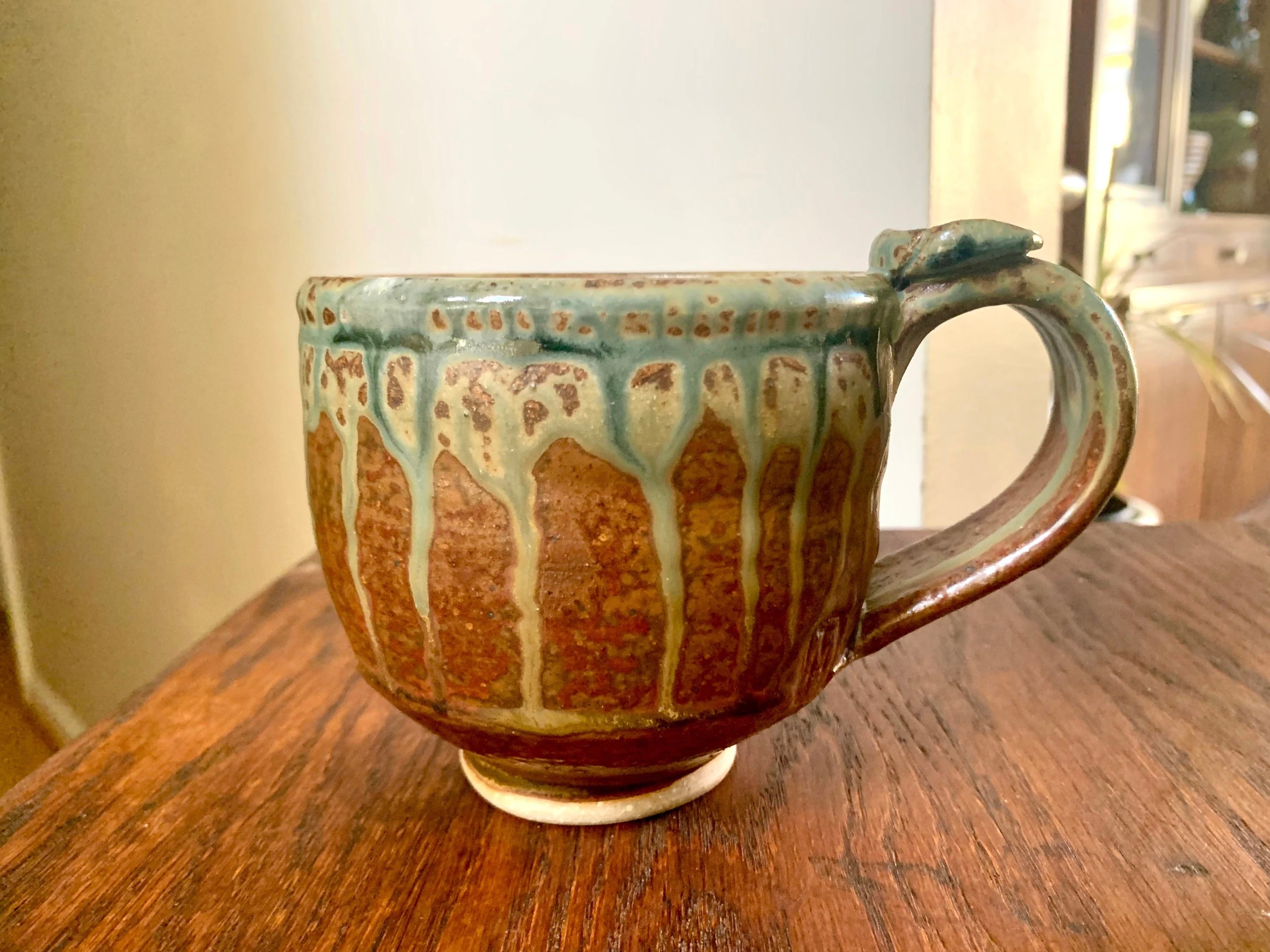 Vtg Pair Of Artisan Coffee Mugs  | Ceramic Coffee Mugs | Pottery Mugs  | Unique Glaze Coffee Mugs | Two Glazed Stoneware Cups