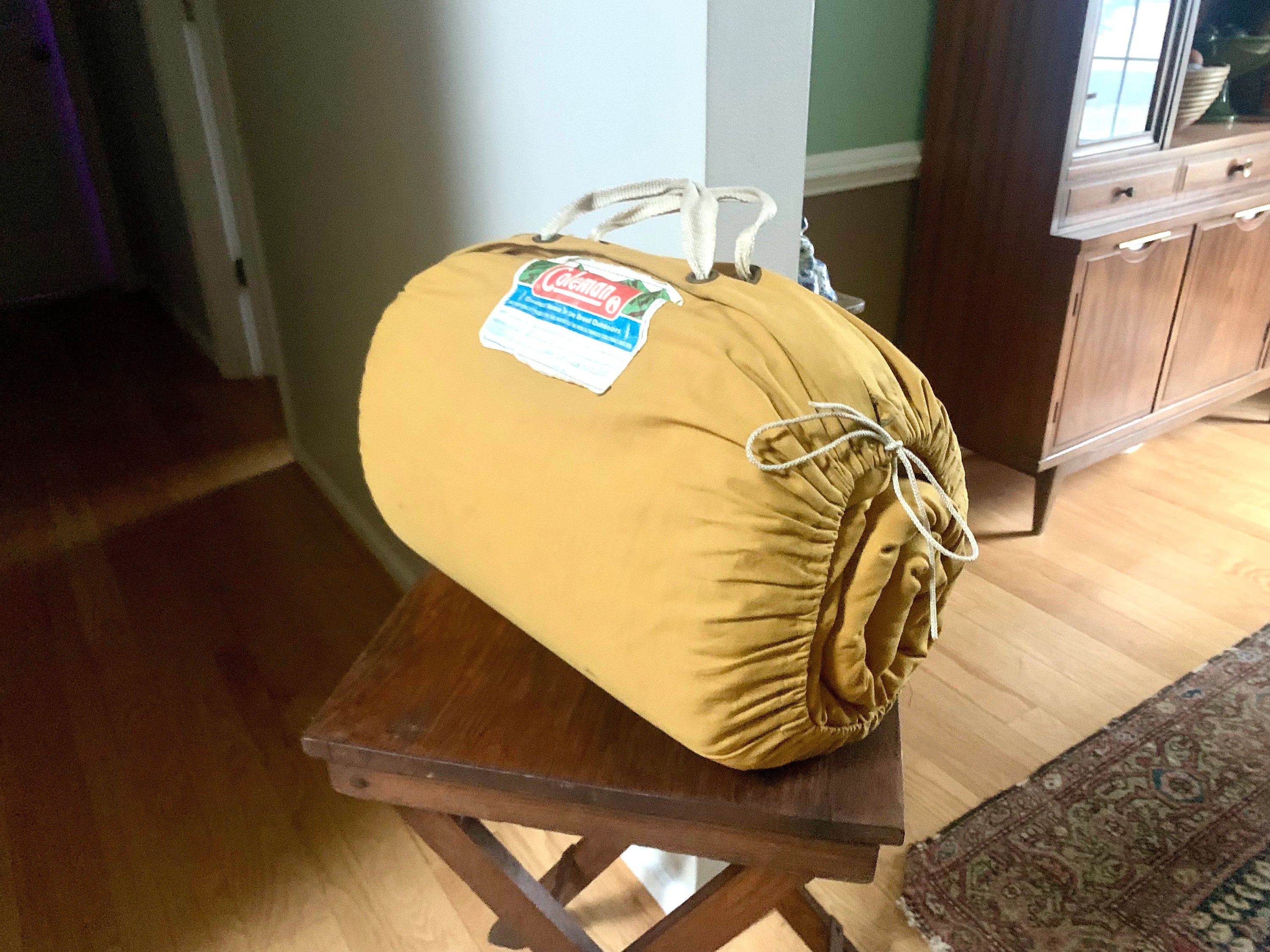 Vtg Coleman Sleeping Bag | Yellow Coleman Sleeping Bag | Coleman Aztec Sun Lion Line Sleeping Bag | Vintage Camping | 70's Coleman Bag