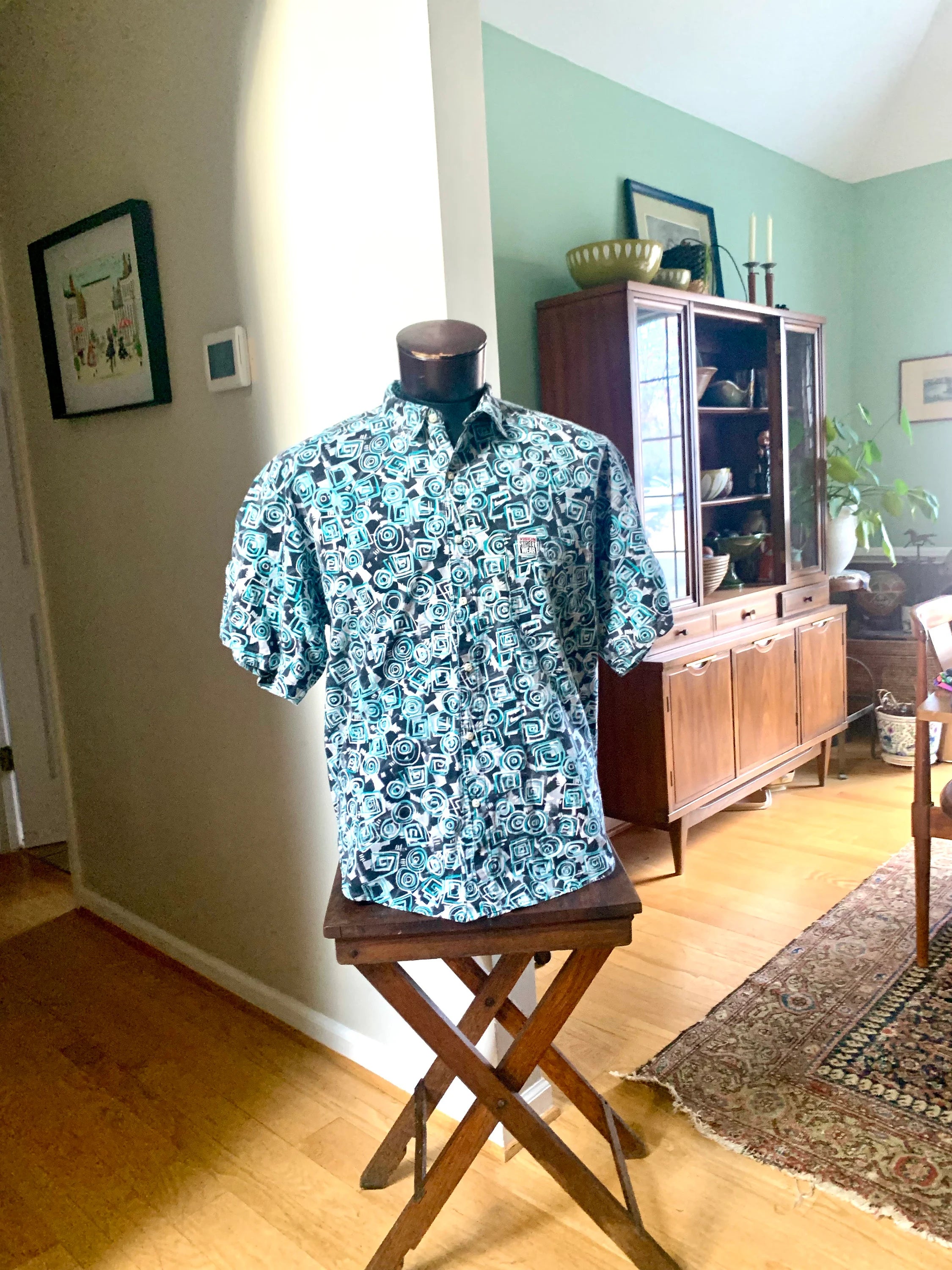 Vtg Vision Street Wear Button Up Shirt | 90's Vision Street Wear Short Sleeve Button Down Shirt | XL Made In USA Skate, Surf Wear