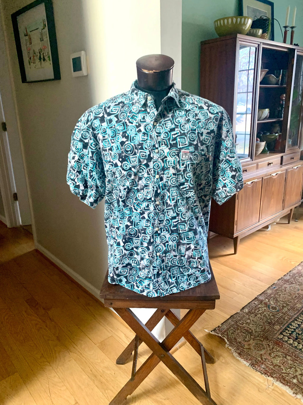 Vtg Vision Street Wear Button Up Shirt | 90's Vision Street Wear Short Sleeve Button Down Shirt | XL Made In USA Skate, Surf Wear