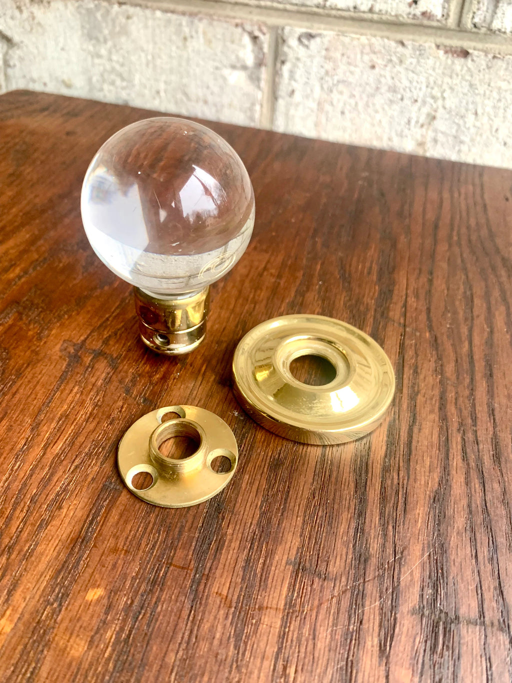 Salvaged Clear Acrylic Ball and Brass Door Knob | Clear Lucite Ball Door Knobs | Restoration Door Knobs| Glass Style Door Knob (5 Available)