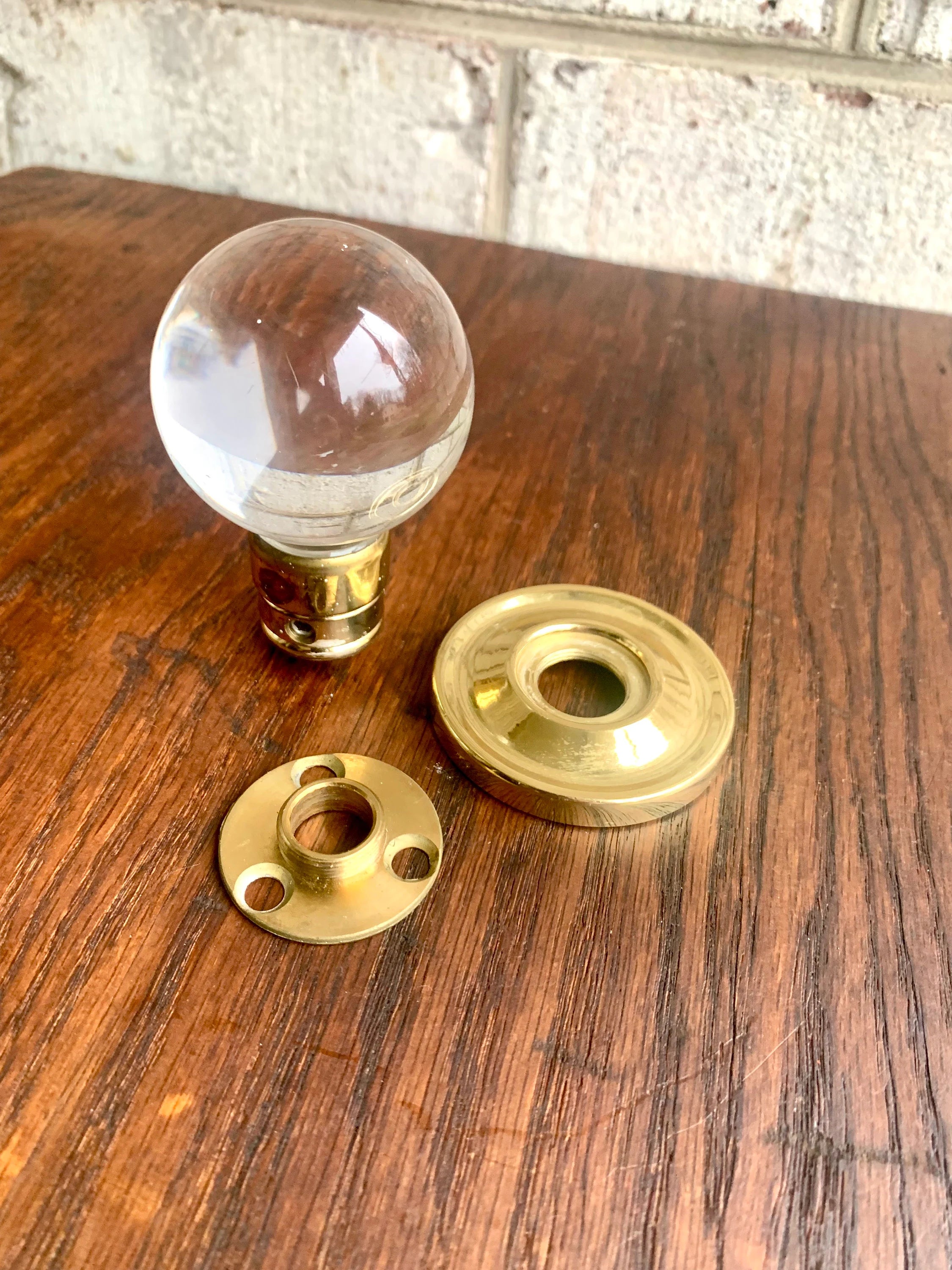 Salvaged Clear Acrylic Ball and Brass Door Knob | Clear Lucite Ball Door Knobs | Restoration Door Knobs| Glass Style Door Knob (5 Available)