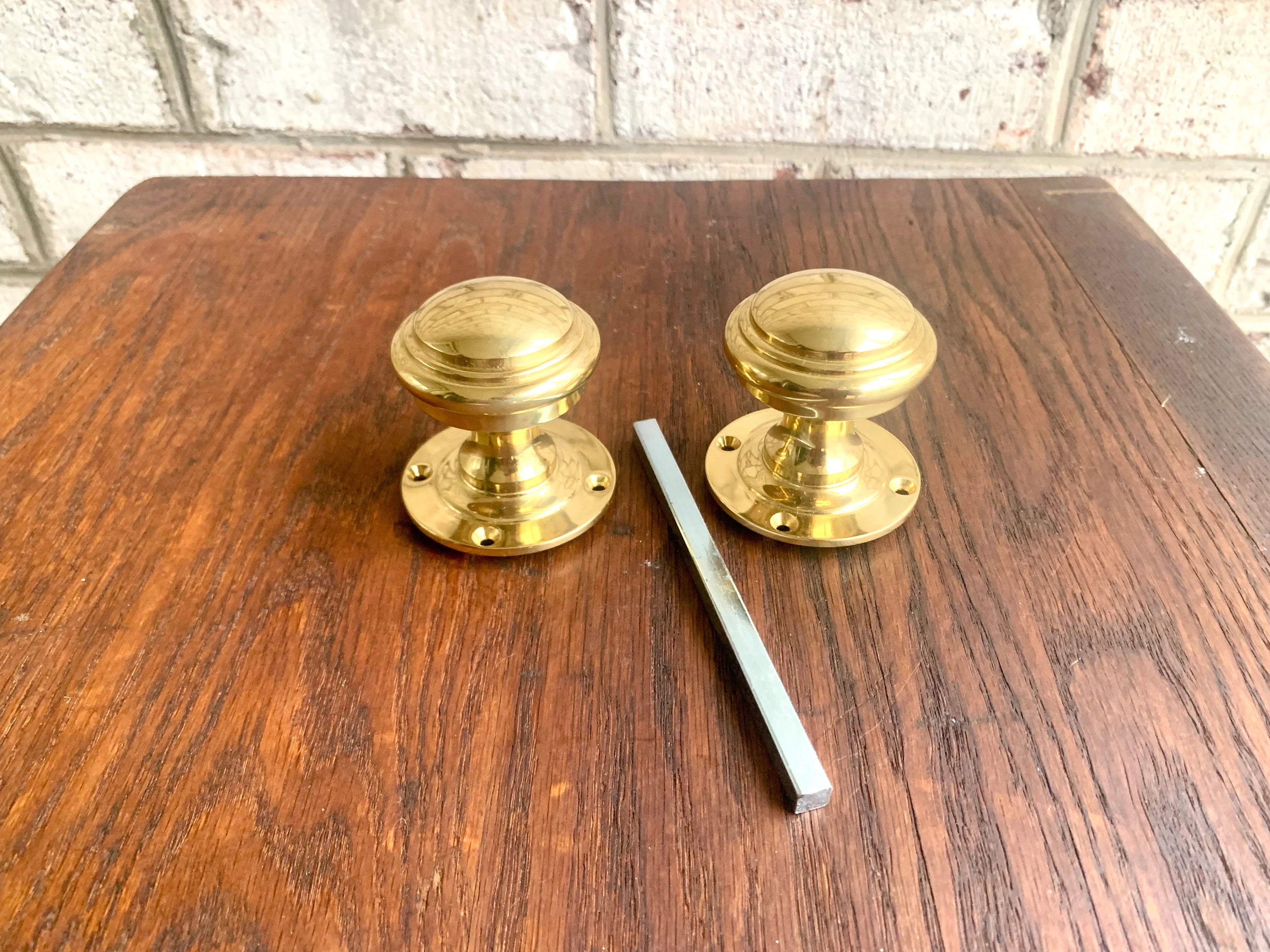 Solid Brass Ornate Brass Door Knobs | Thick Brass Salvaged Door Knobs | Restoration Door Knobs | Antique Style Door Knobs