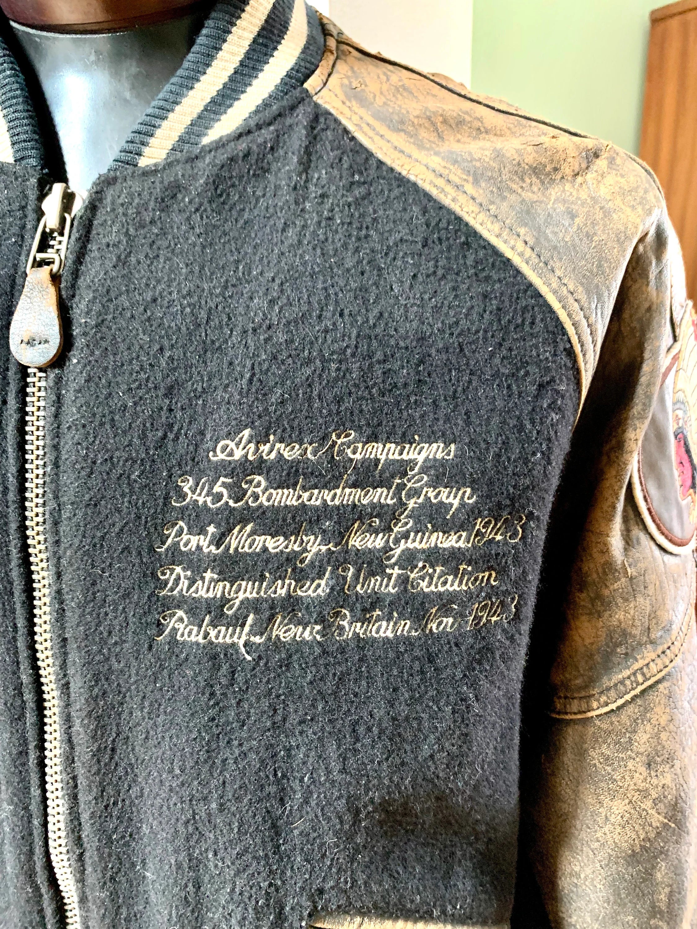 Vtg Authentic Averix G-2 Navy Flight Garment | 345 Bombardment Group Averix Jacket| Medium Averix Bomber Jacket  Authentic Flight Jacket