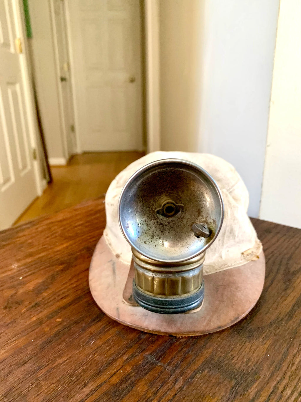Vtg Butterfly Carbide Coal Miners Lamp with Hat | Brass Carbide Coal Miners Headlamp | Coal Miners Hat with Lamp | Original Miners Cap