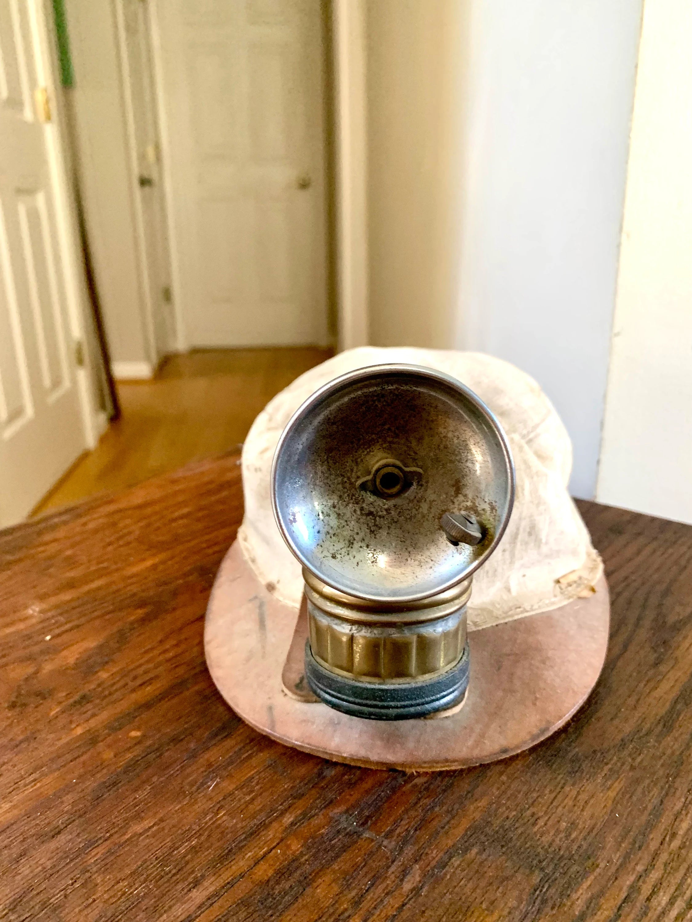 Vtg Butterfly Carbide Coal Miners Lamp with Hat | Brass Carbide Coal Miners Headlamp | Coal Miners Hat with Lamp | Original Miners Cap