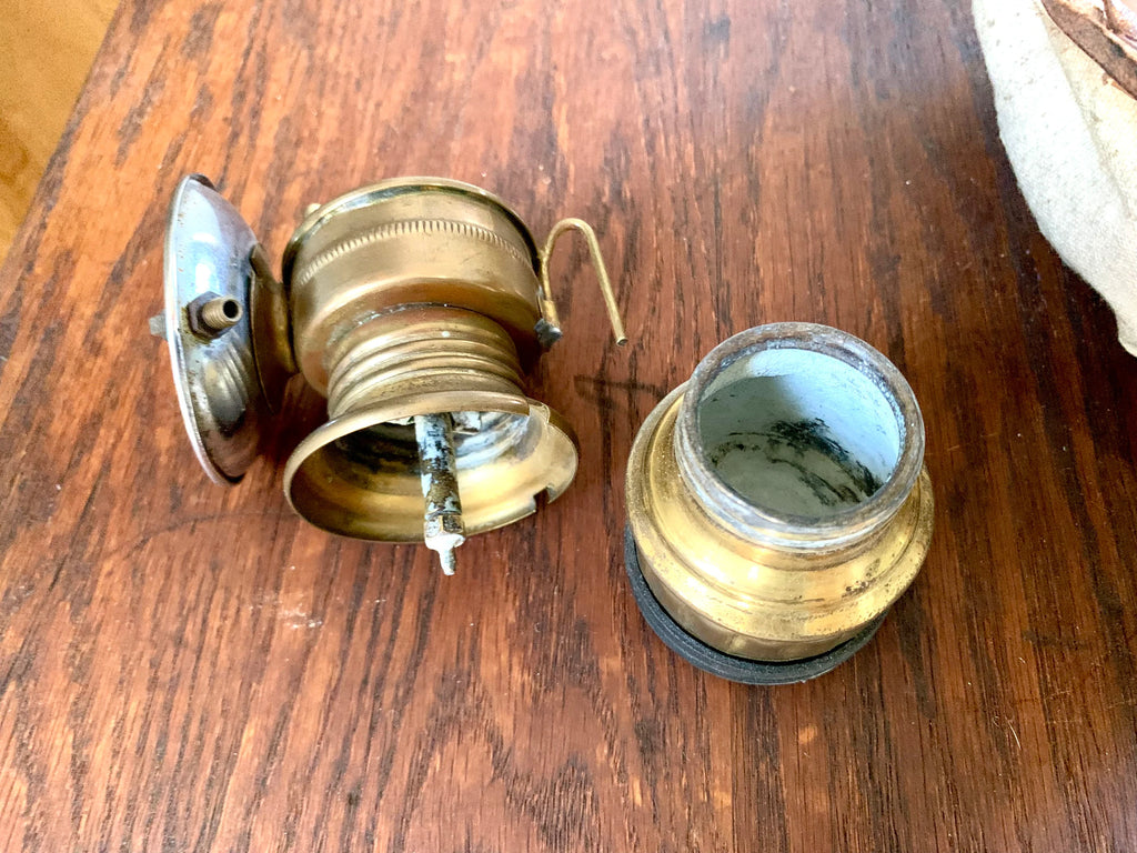 Vtg Butterfly Carbide Coal Miners Lamp with Hat | Brass Carbide Coal Miners Headlamp | Coal Miners Hat with Lamp | Original Miners Cap