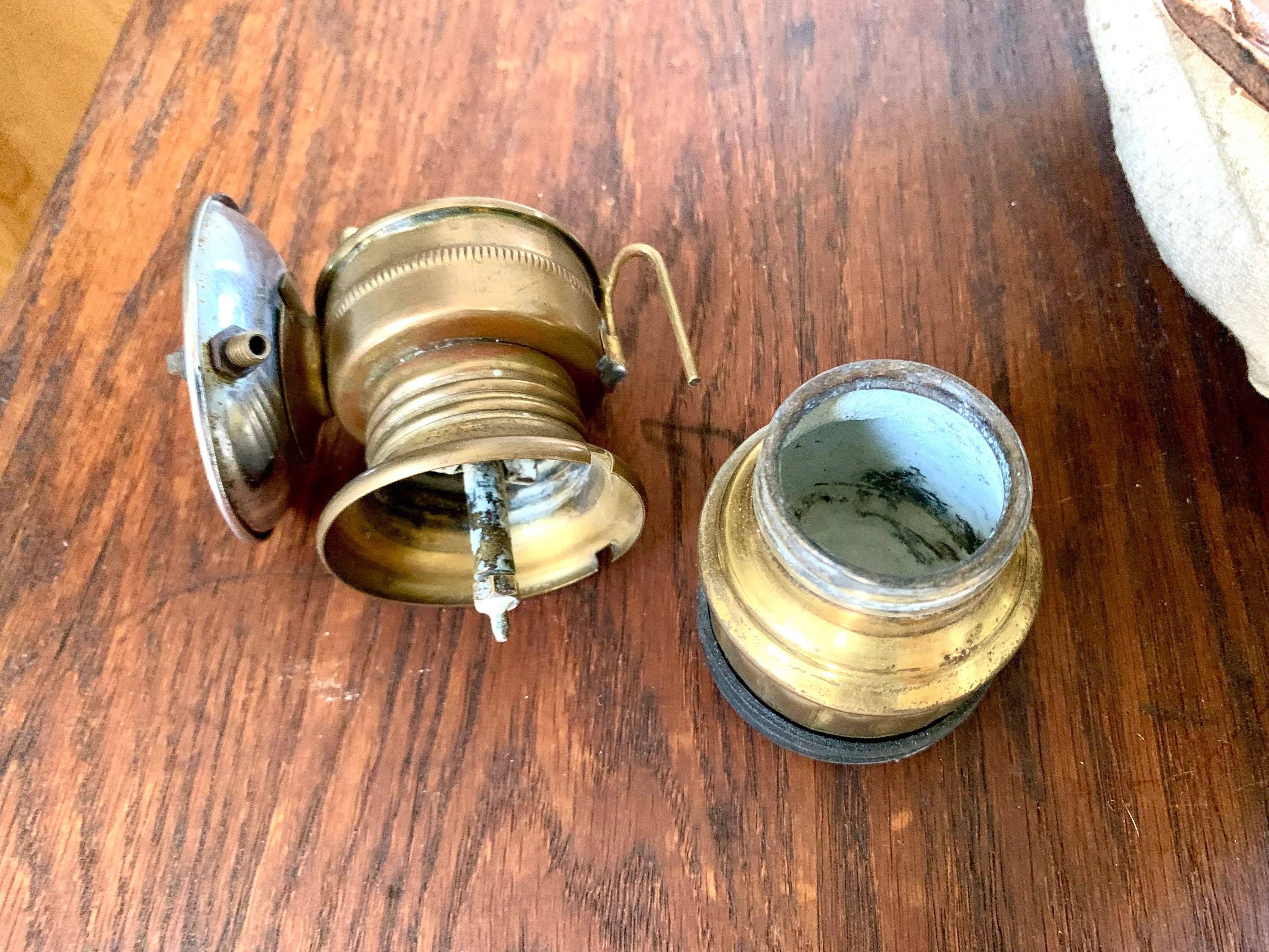 Vtg Butterfly Carbide Coal Miners Lamp with Hat | Brass Carbide Coal Miners Headlamp | Coal Miners Hat with Lamp | Original Miners Cap