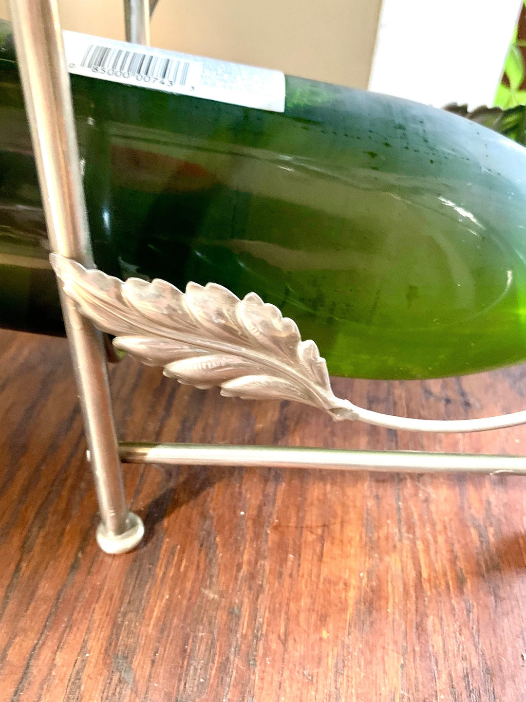 Vtg Stainless Steel Wine Rack | 3 Bottle Wine Rack| Metal Counter Wine Rack| Leaf Design Wine Rack| Metal Wine Storage | Vine Wine Rack