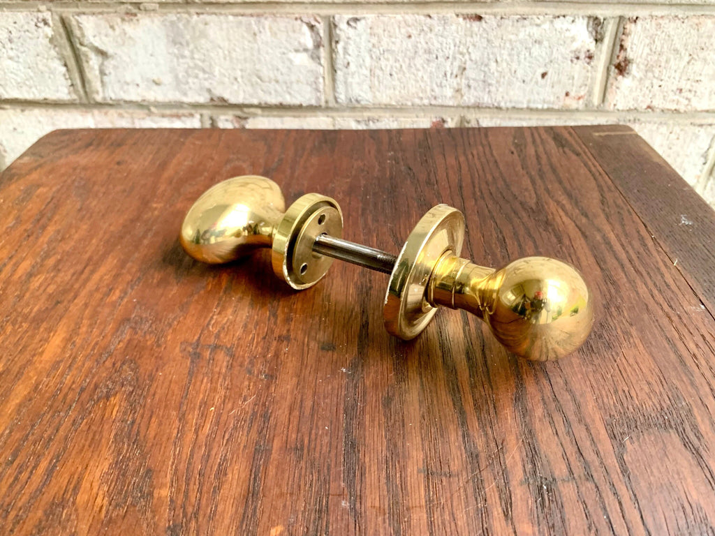 Solid Brass Smooth Oval Door Knobs | Thick Brass Salvaged Door Knobs | Restoration Door Knobs | Antique Style Door Knobs |High End Door Knob