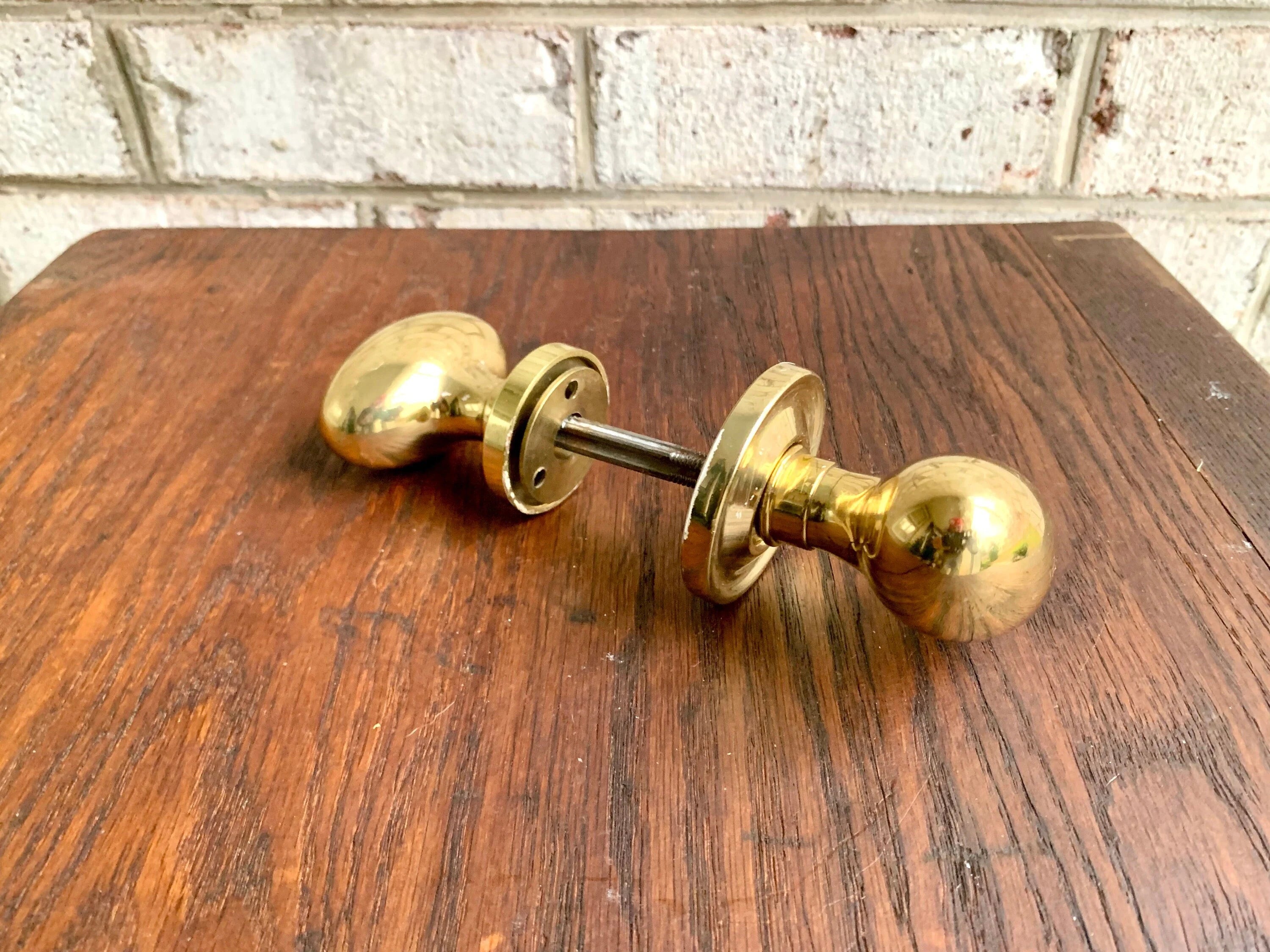 Solid Brass Smooth Oval Door Knobs | Thick Brass Salvaged Door Knobs | Restoration Door Knobs | Antique Style Door Knobs |High End Door Knob