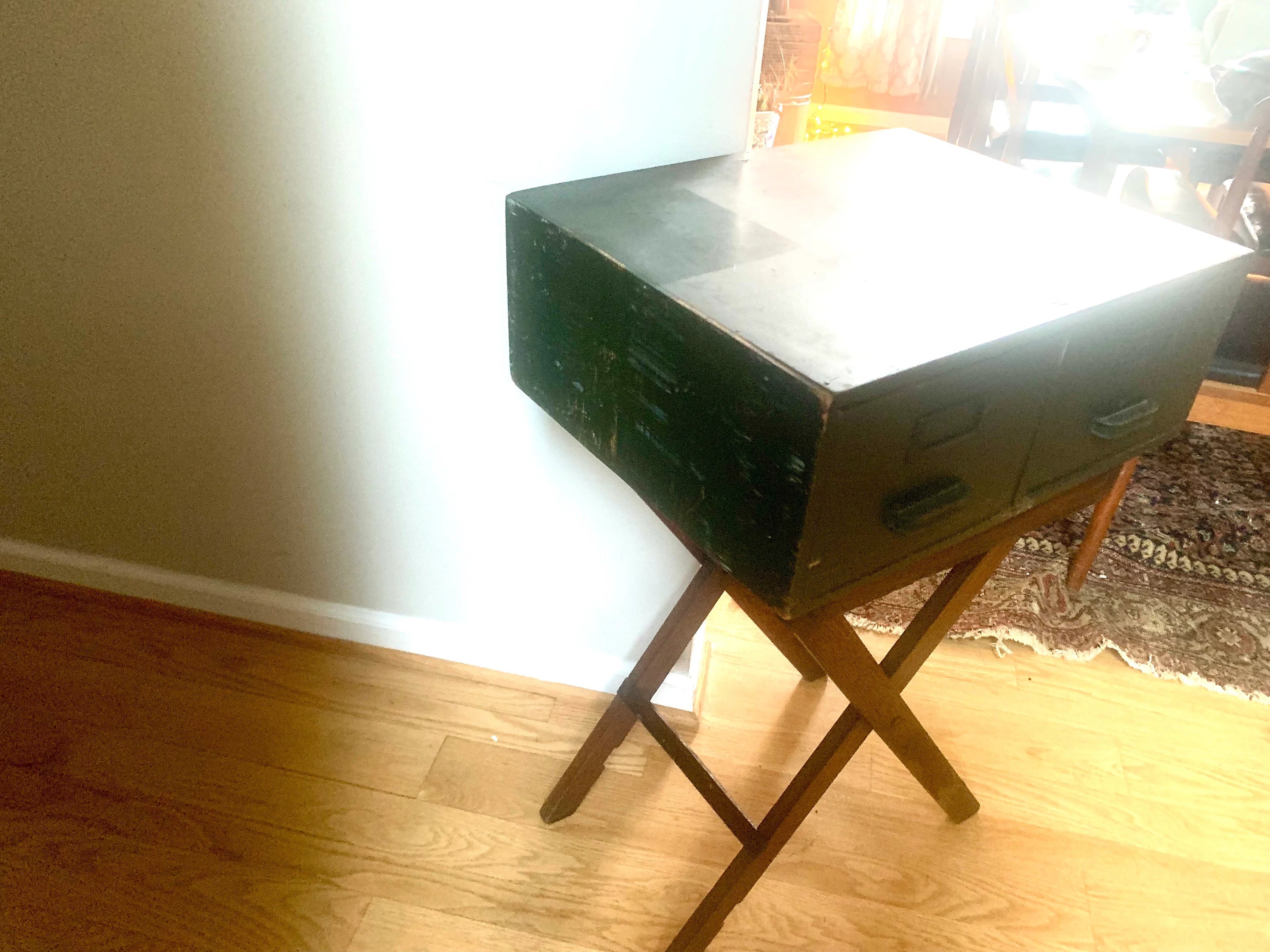 Vtg Wooden Green Card Catalog | Wood Card Catalog Cabinet | Rustic Storage | 2 Drawer Cabinet | Library Card Catalog | Office Decor