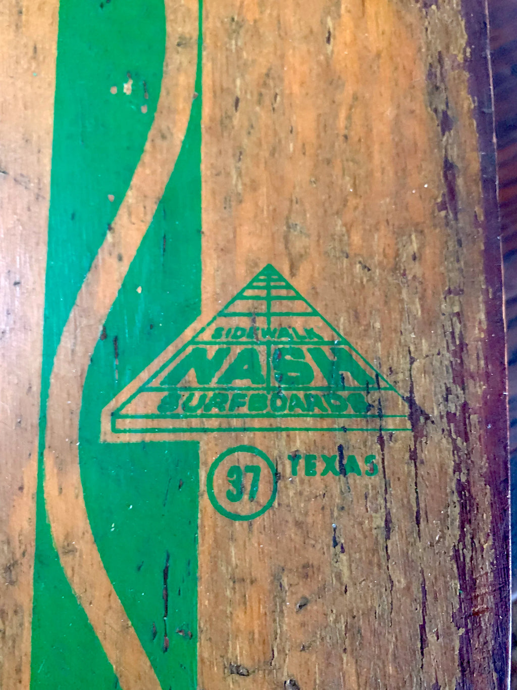Nash Sidewalk Surfboards | Vintage Nash 37 Wood Skateboard | Vintage Skateboard | Nash Texas 37 Wood Skateboard | Early Wooden Skateboard