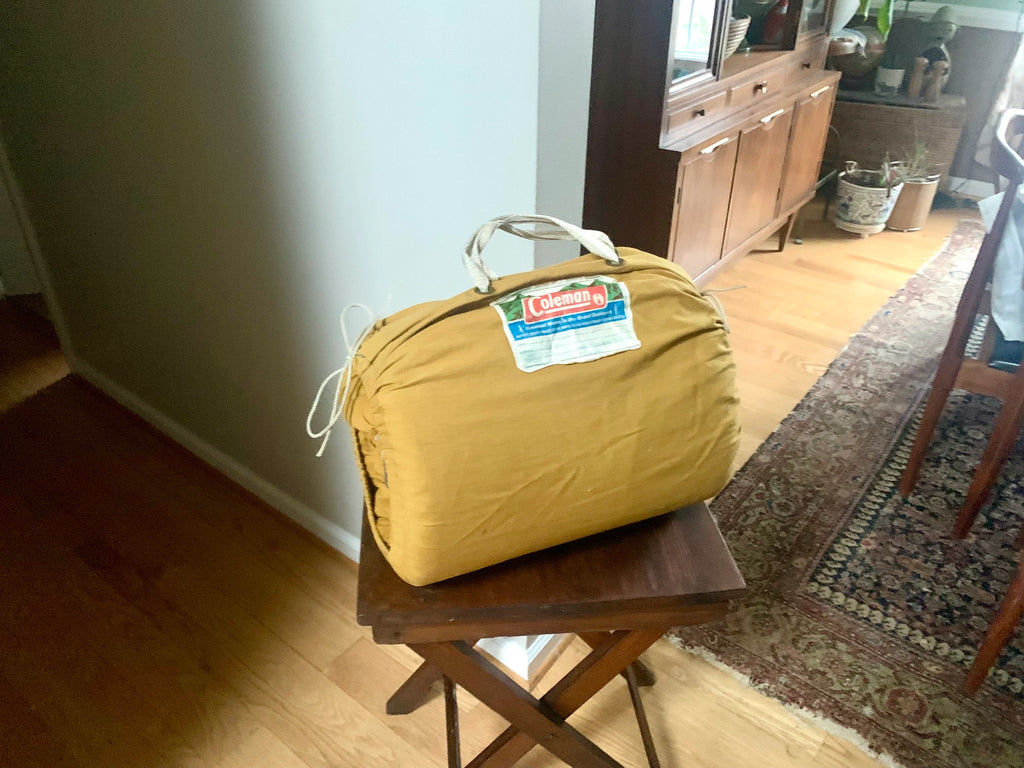 Vtg Coleman Sleeping Bag | Yellow Coleman Sleeping Bag | Coleman Aztec Sun Lion Line Sleeping Bag | Vintage Camping | 70's Coleman Bag