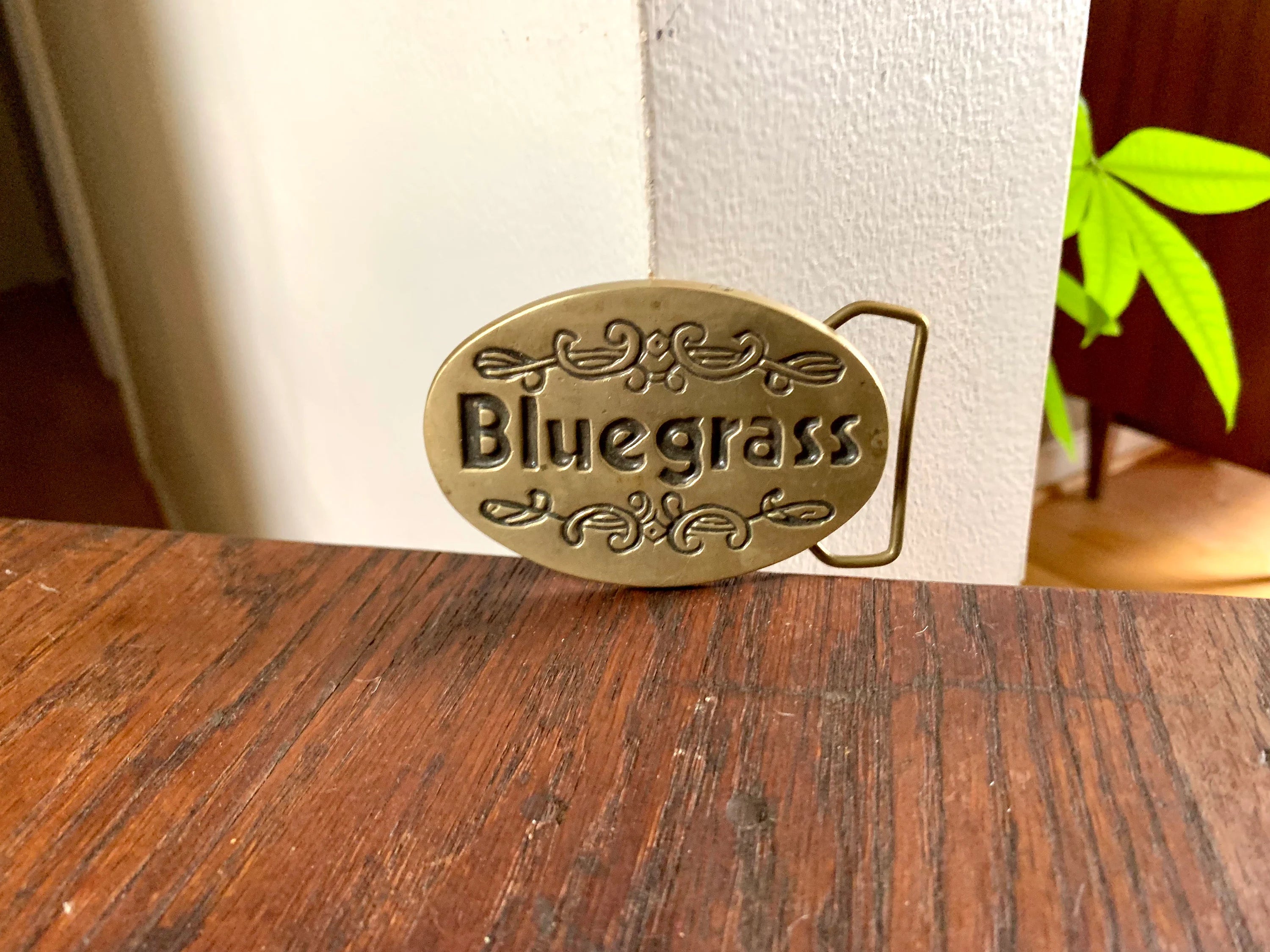 Vtg Solid Brass Bluegrass Belt Buckle | Baron Brass Buckle | Bluegrass Brass Belt Buckle | 1978 Baron Buckle | Bluegrass Music Buckle