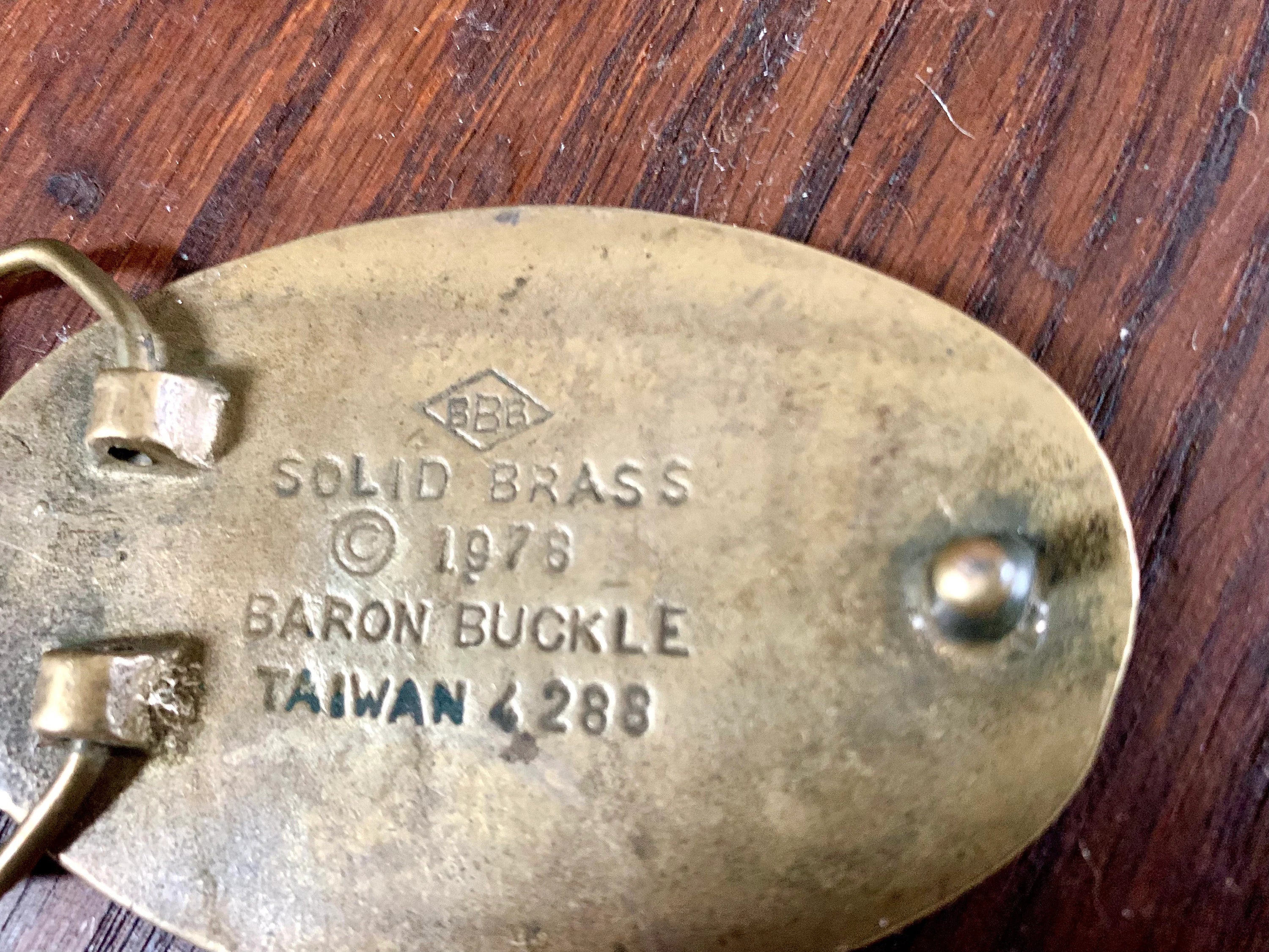 Vtg Solid Brass Bluegrass Belt Buckle | Baron Brass Buckle | Bluegrass Brass Belt Buckle | 1978 Baron Buckle | Bluegrass Music Buckle