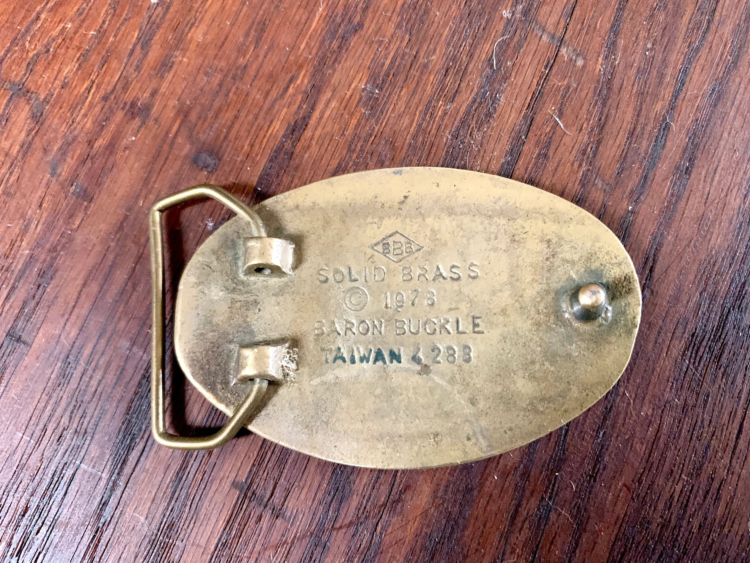 Vtg Solid Brass Bluegrass Belt Buckle | Baron Brass Buckle | Bluegrass Brass Belt Buckle | 1978 Baron Buckle | Bluegrass Music Buckle