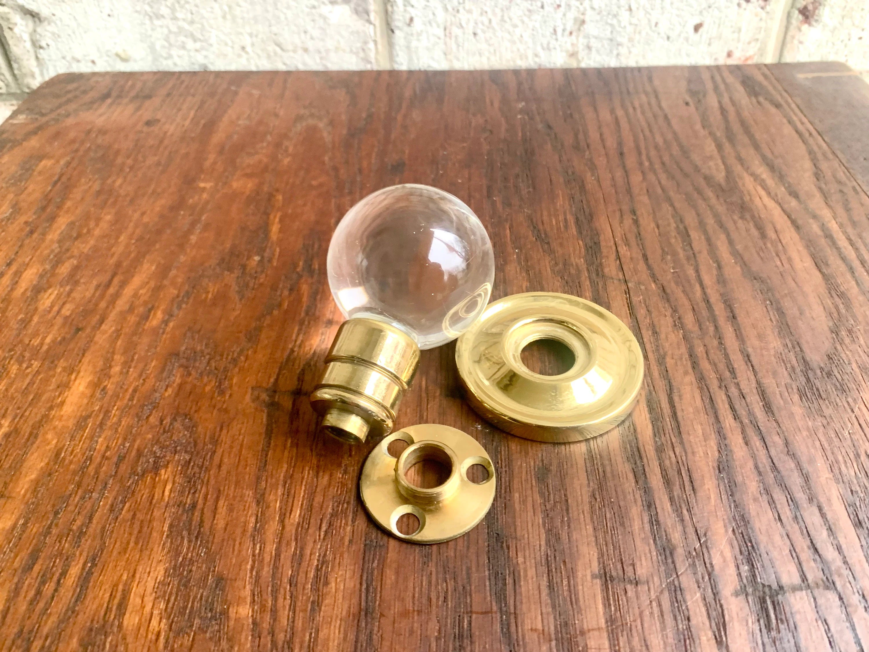 Salvaged Clear Acrylic Ball and Brass Door Knob | Clear Lucite Ball Door Knobs | Restoration Door Knobs| Glass Style Door Knob (5 Available)