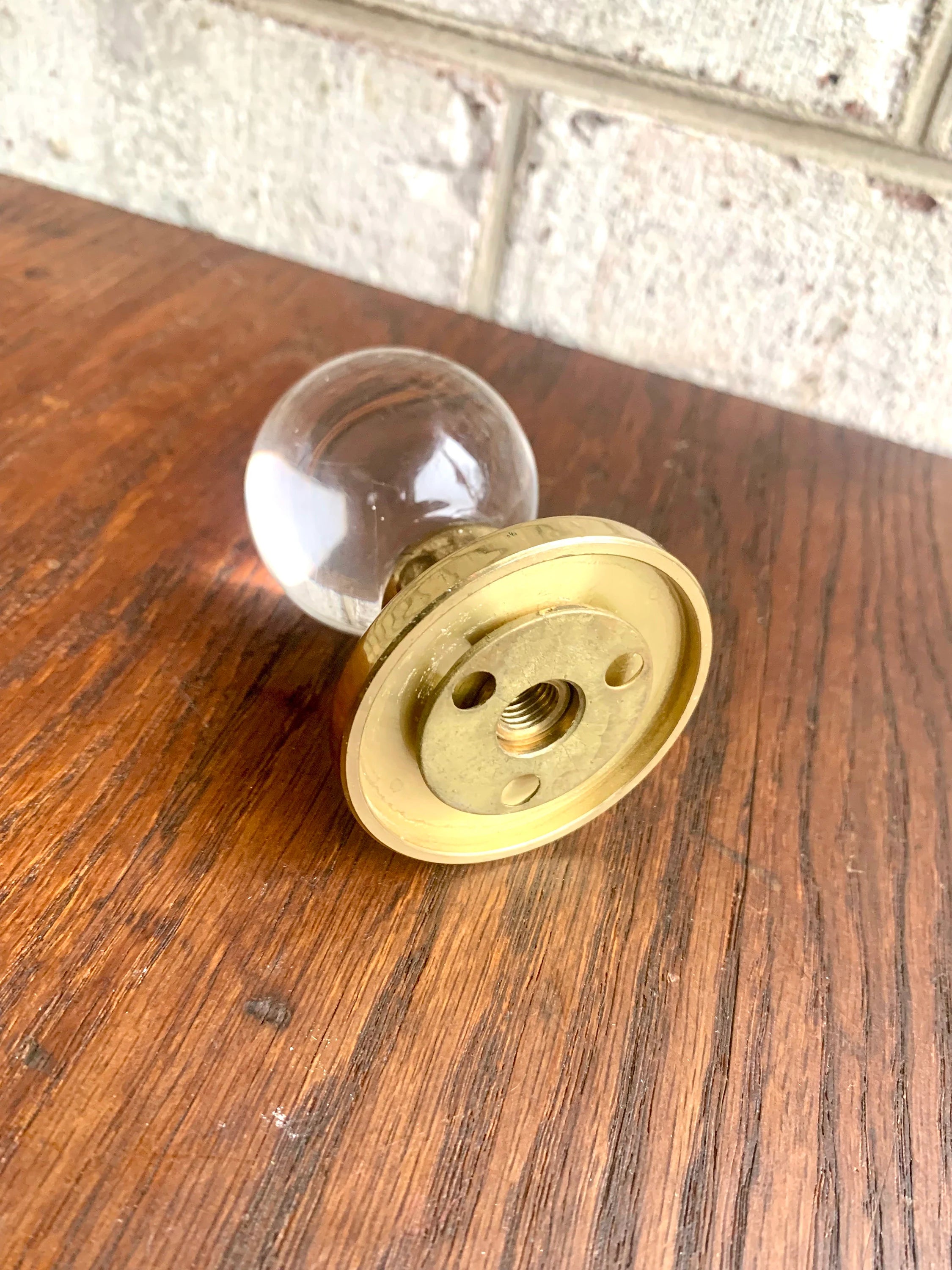 Salvaged Clear Acrylic Ball and Brass Door Knob | Clear Lucite Ball Door Knobs | Restoration Door Knobs| Glass Style Door Knob (5 Available)