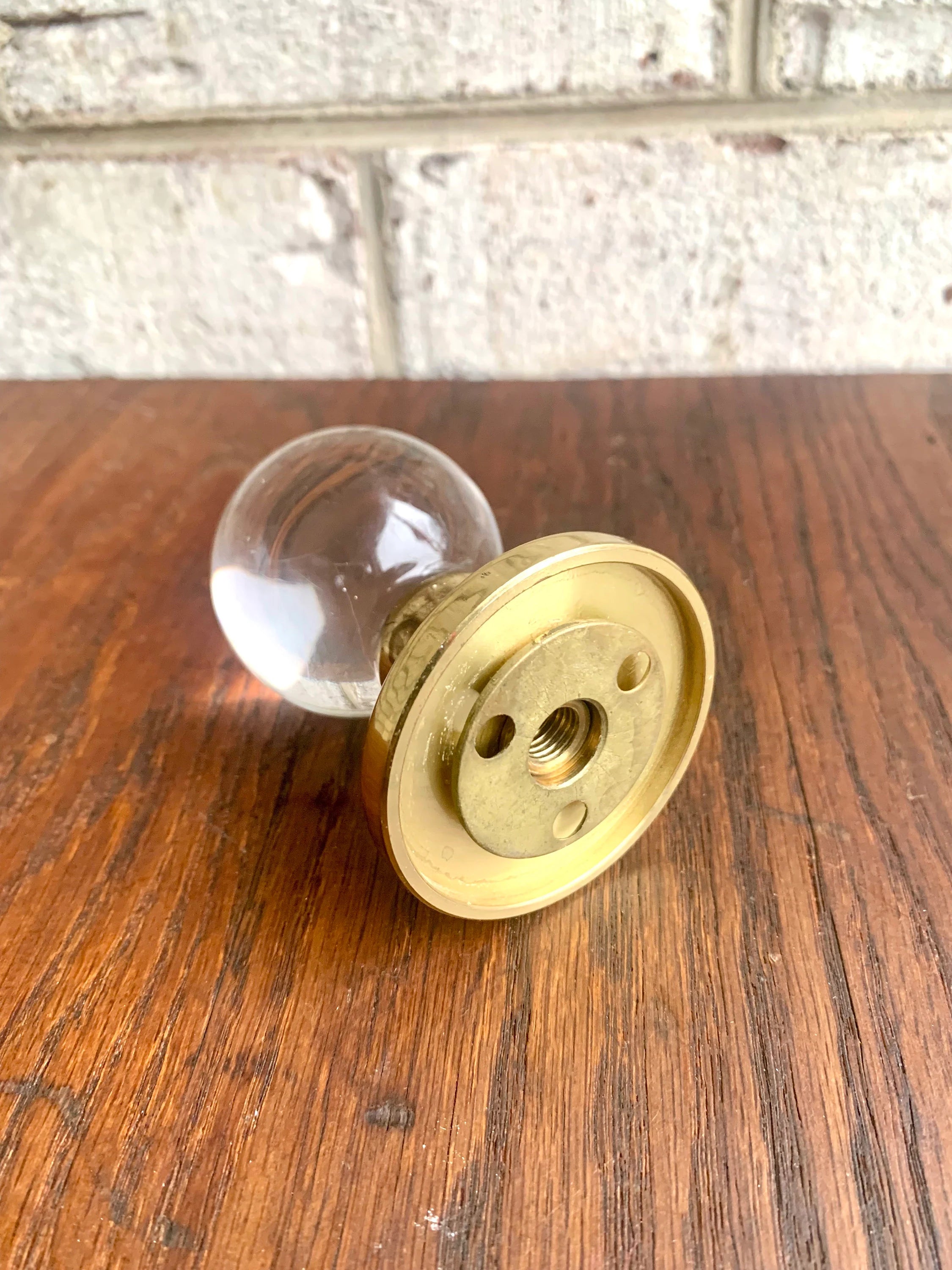 Salvaged Clear Acrylic Ball and Brass Door Knob | Clear Lucite Ball Door Knobs | Restoration Door Knobs| Glass Style Door Knob (5 Available)