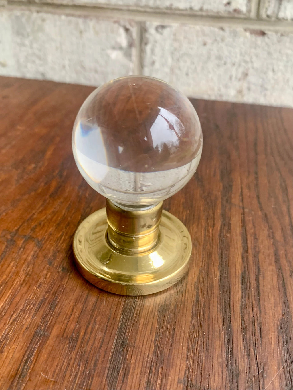 Salvaged Clear Acrylic Ball and Brass Door Knob | Clear Lucite Ball Door Knobs | Restoration Door Knobs| Glass Style Door Knob (5 Available)