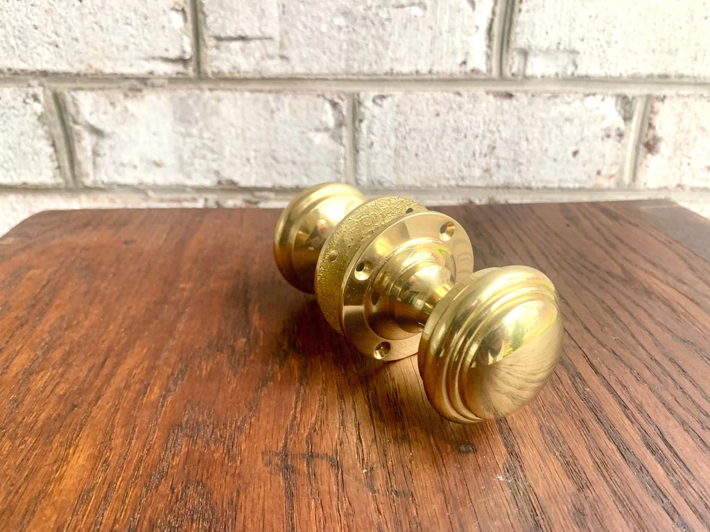 Solid Brass Ornate Brass Door Knobs | Thick Brass Salvaged Door Knobs | Restoration Door Knobs | Antique Style Door Knobs