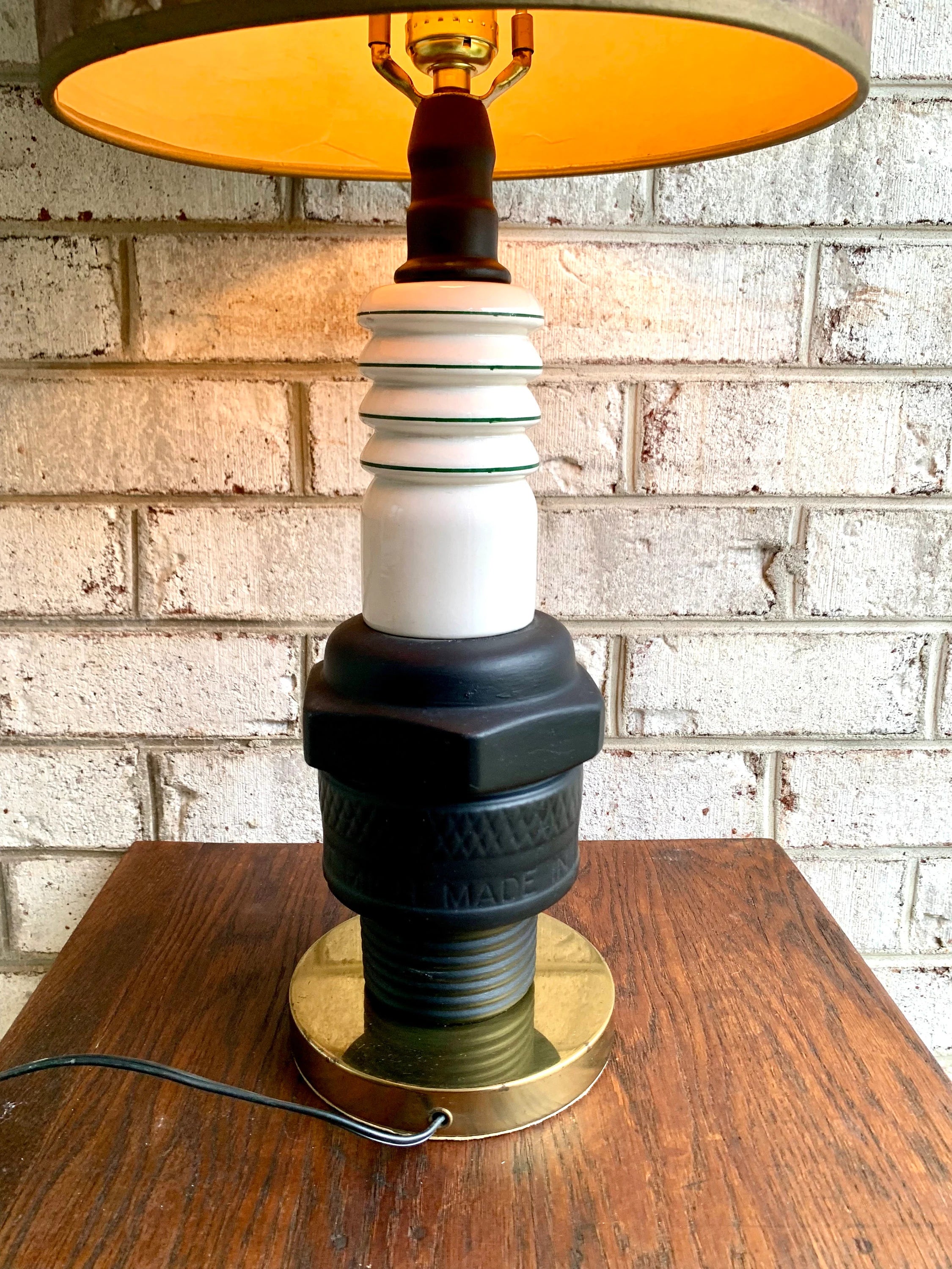 Vtg 1960's Porcelain AC Delco Spark PLug Advertisement Lamp | AC Delco Large Spark Plug Lamp | 60's Advertisement Spark Plug Lamp